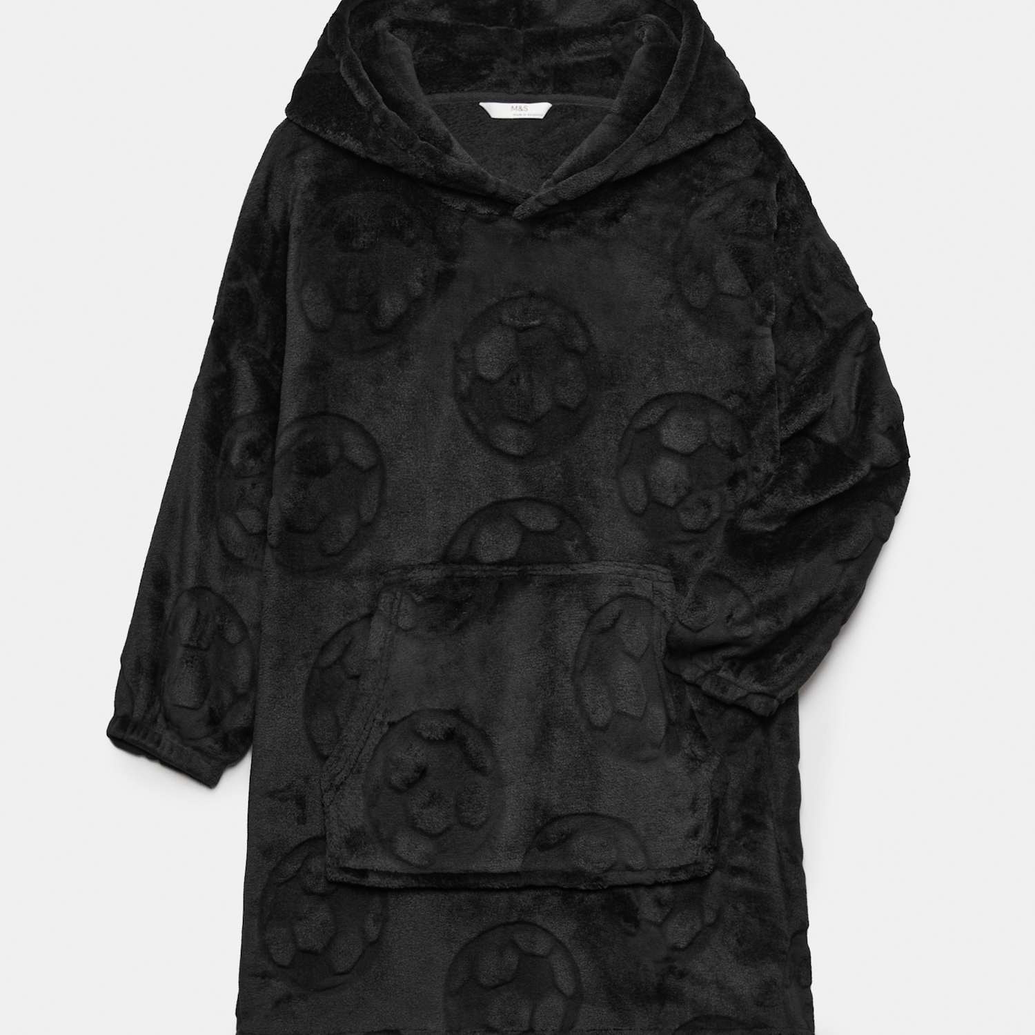 M&S Boys Fleece Football Oversized Hoodie (3-16 Yrs) - 5-6 Years - Black Mix