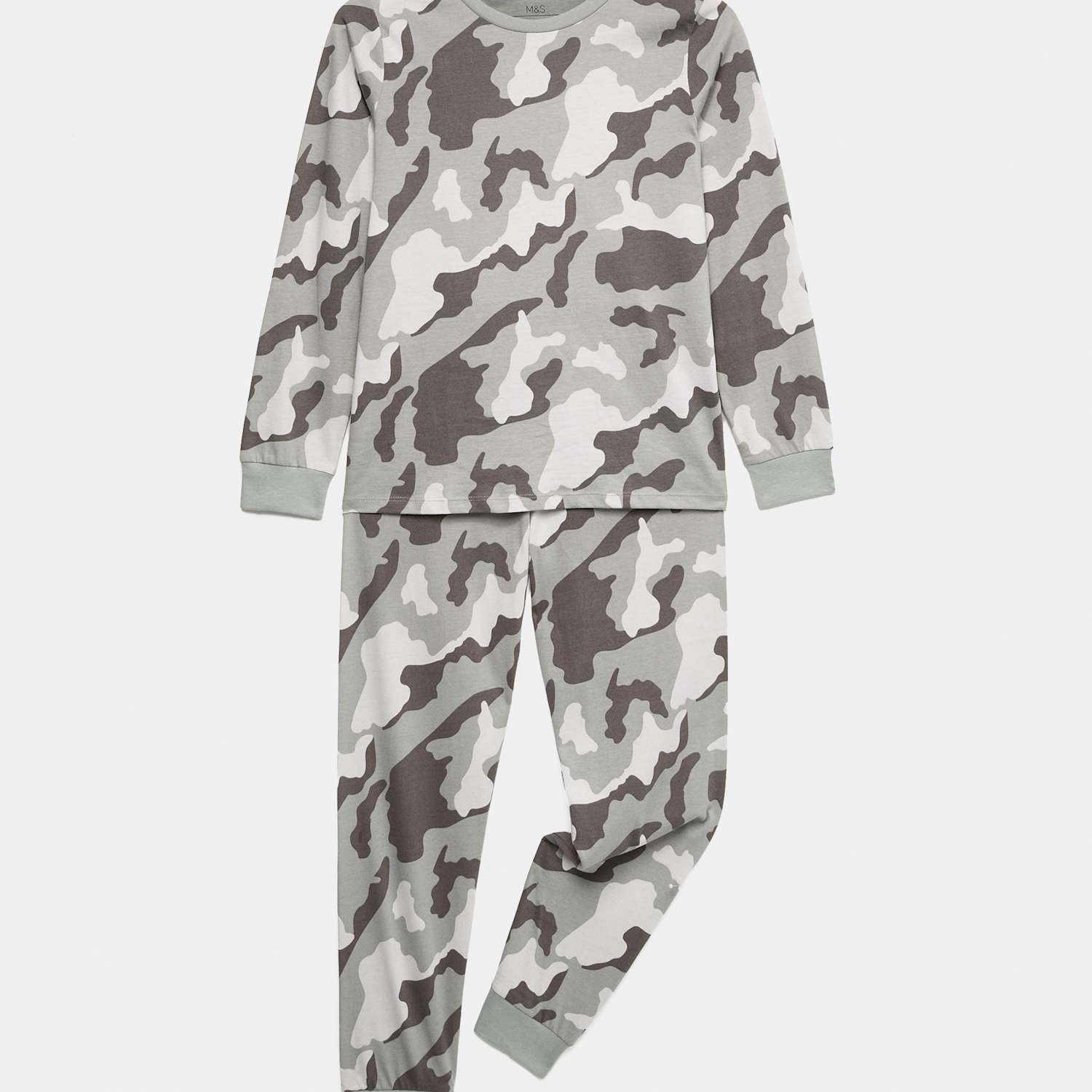 M&S Boys Pure Cotton Patterned Pyjama Set (1-16 Yrs) - 12-13 Years - Grey Mix
