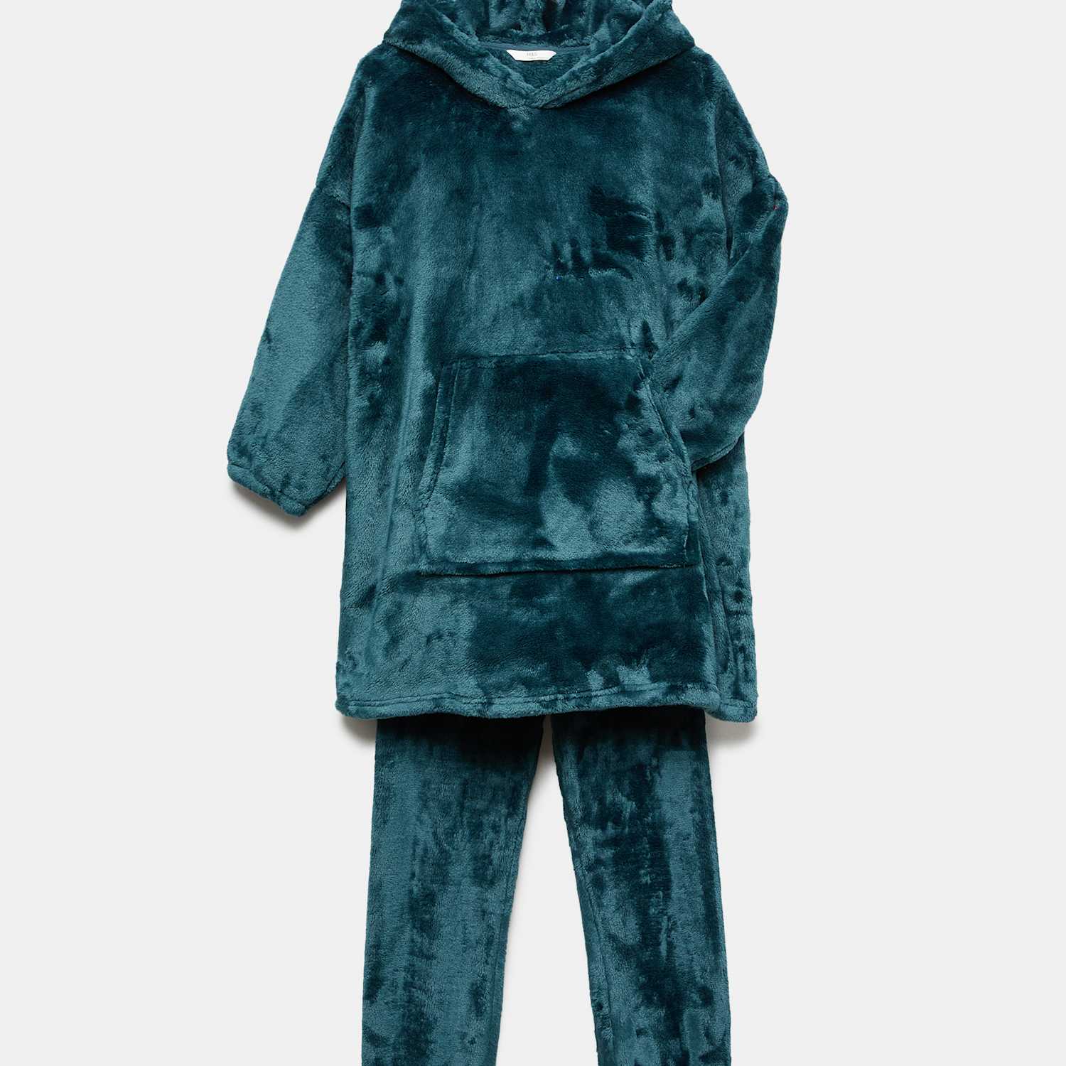 M&S Boys Fleece Hoodie and Trouser Set (3-16 Yrs) - 6-7 Years - Dark Green
