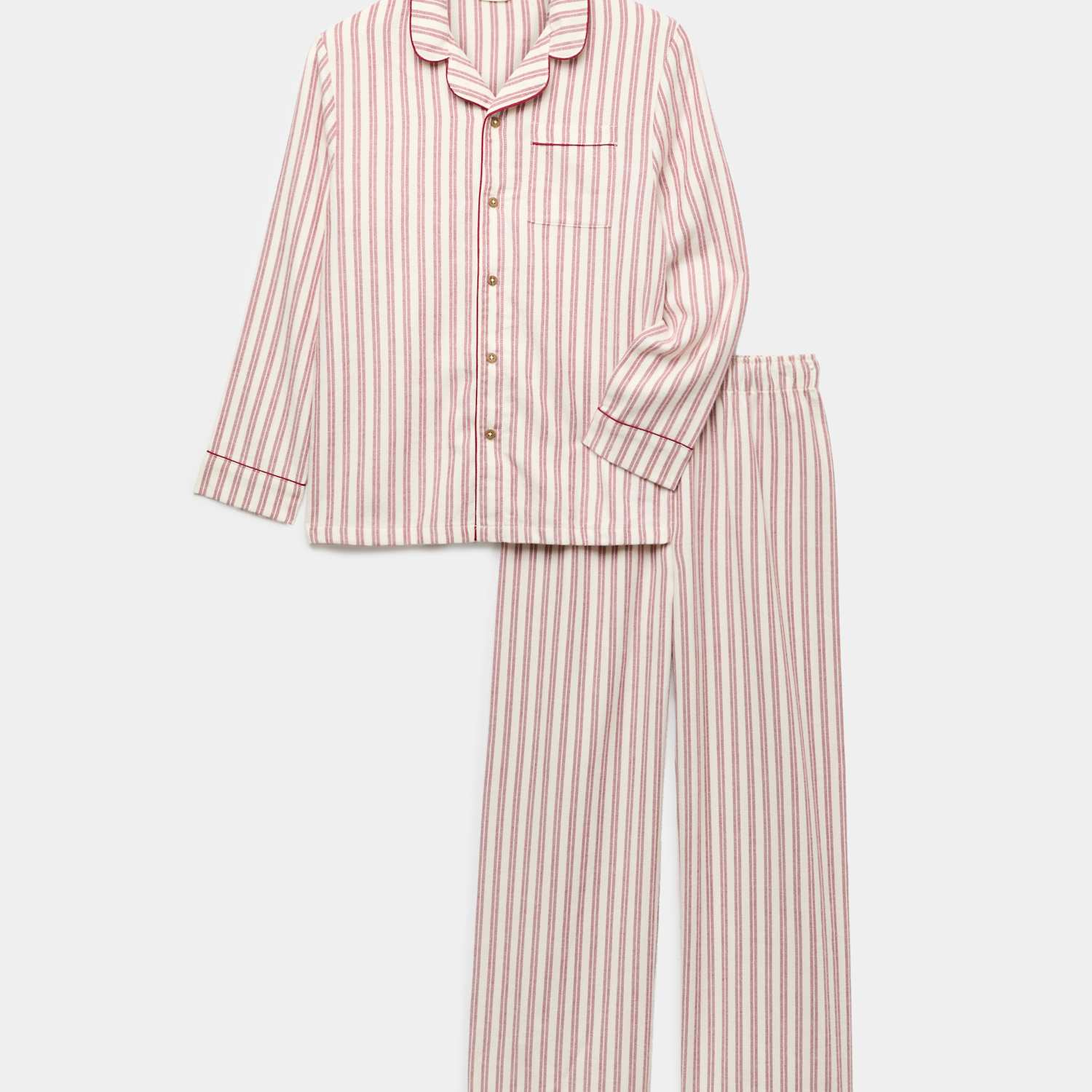 M&S Girls Pure Cotton Striped Christmas Family Pyjamas (1-16 Yrs) - 11-12 Years - Red Mix