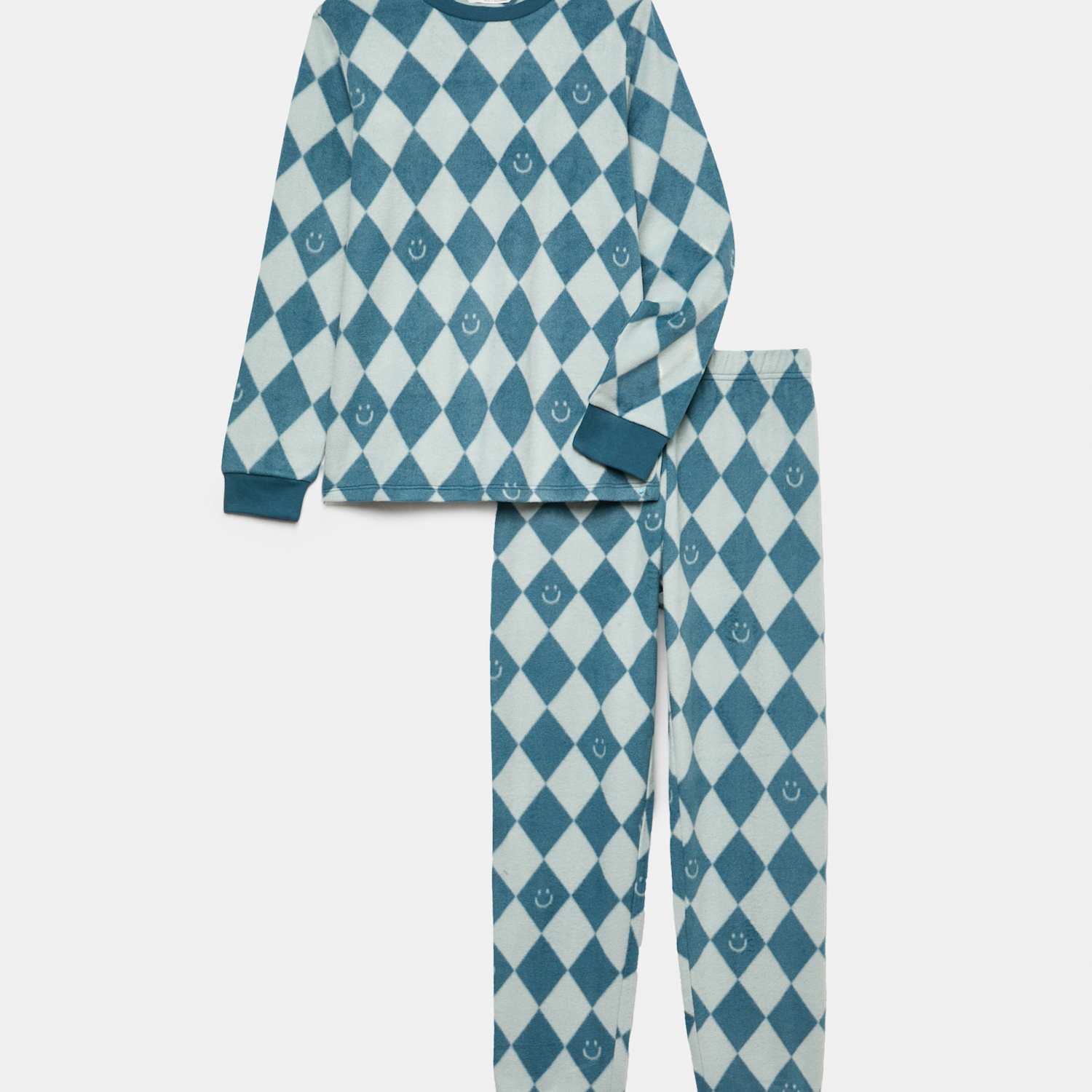 M&S Boys Fleece Harlequin Pyjamas (1-16 Yrs) - 2-3 Years - Green Mix