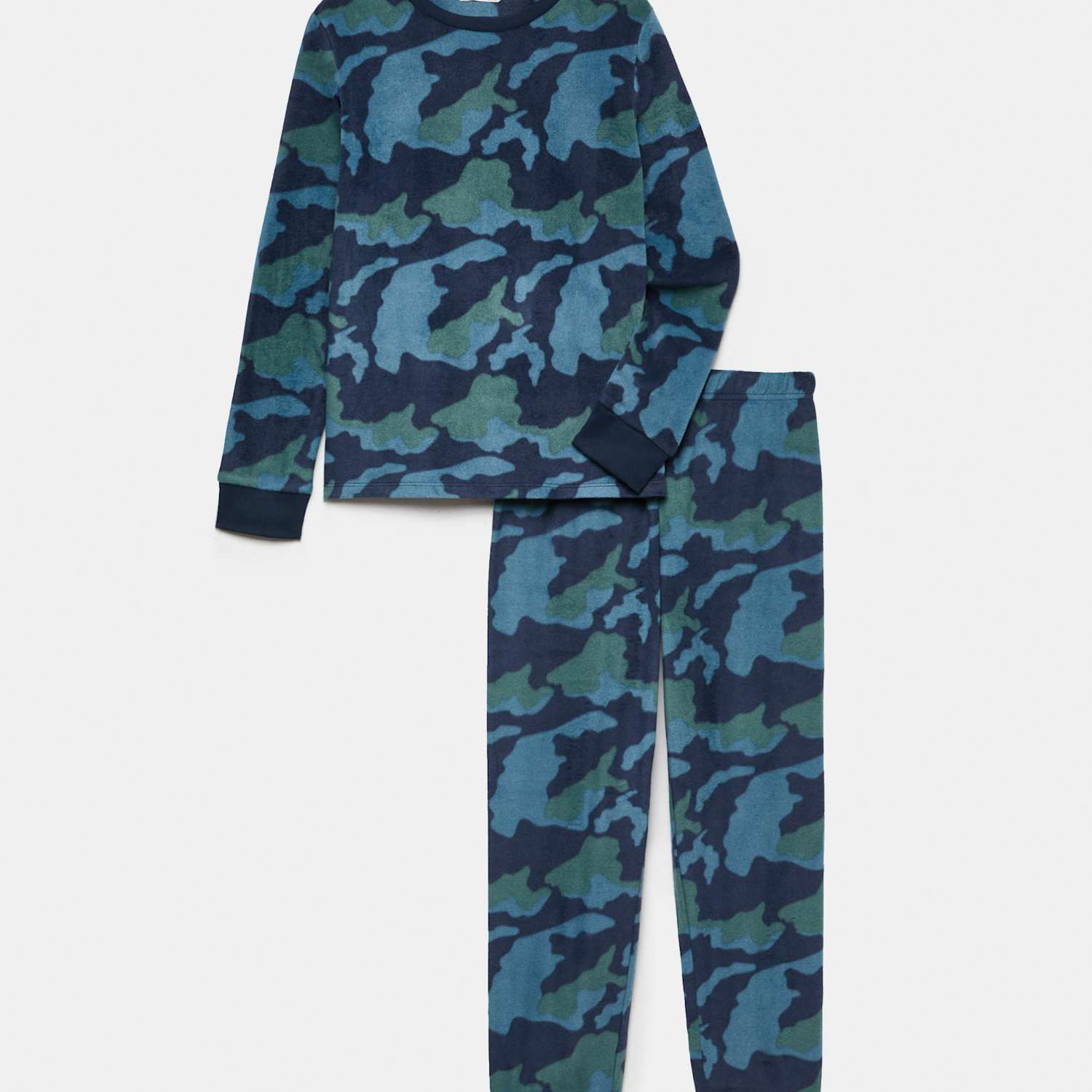 M&S Boys Camouflage Fleece Pyjamas (1-16 Yrs) - 6-7 Years - Green Mix