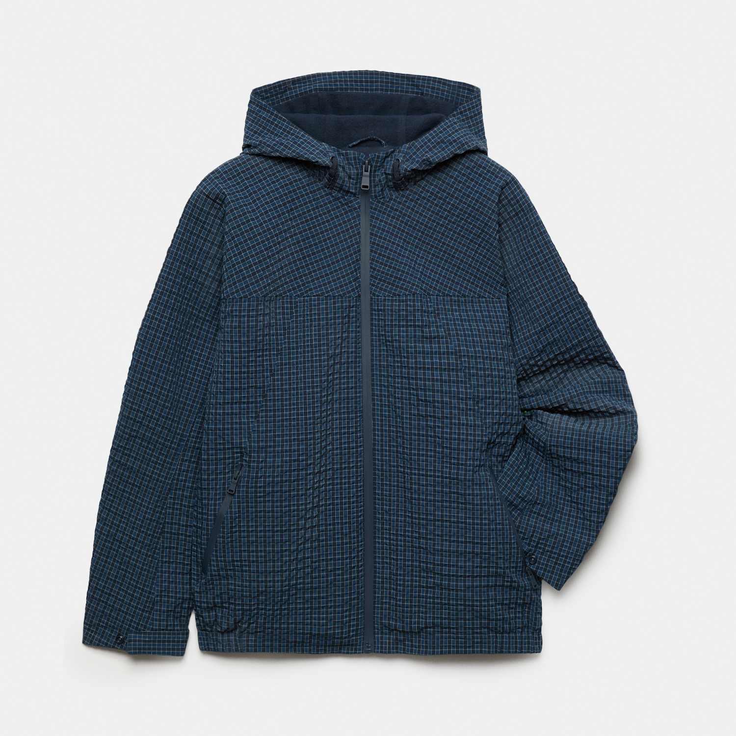 M&S Boys Stormwear Checked Hooded Jacket (6-16 Yrs) - 15-16 Years - Navy Mix