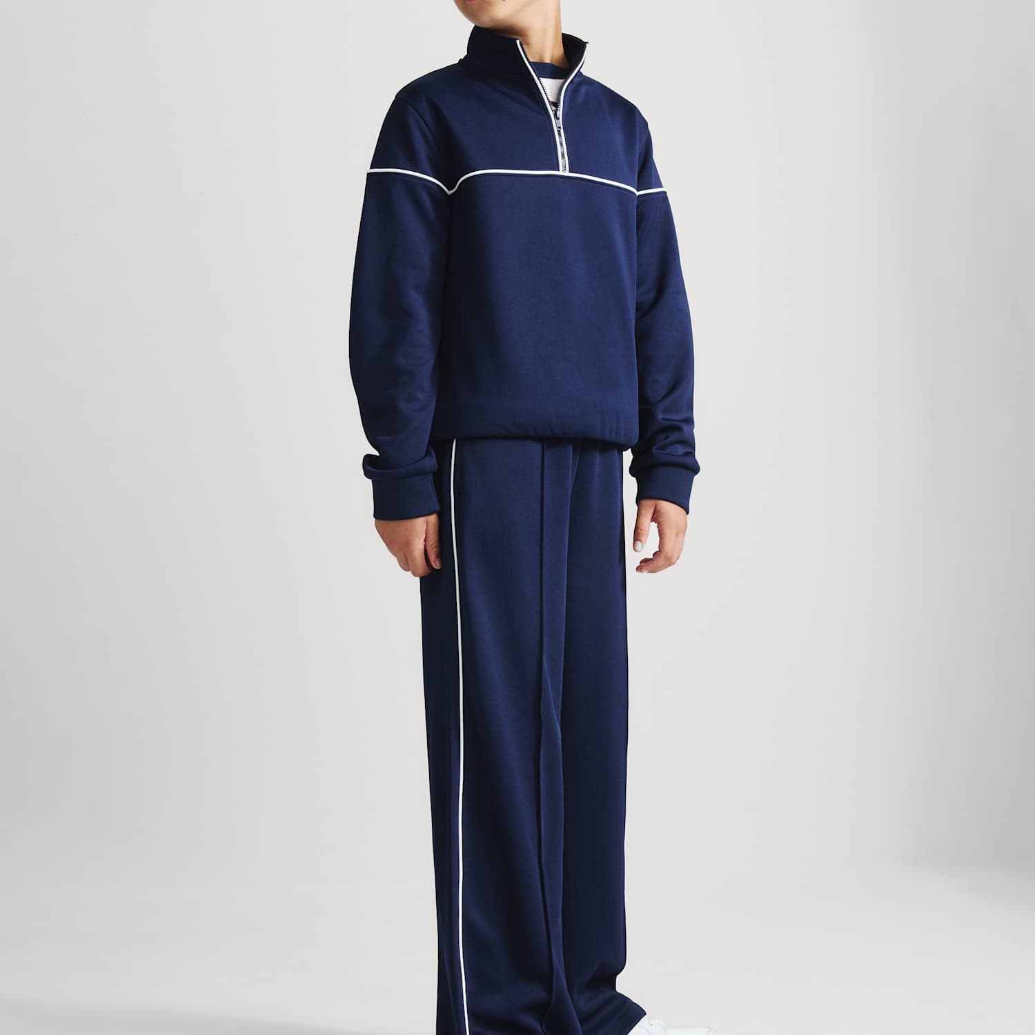 M&S Boys Side Stripe Wide Leg Joggers (6-16 Yrs) - 10-11 Years - Navy