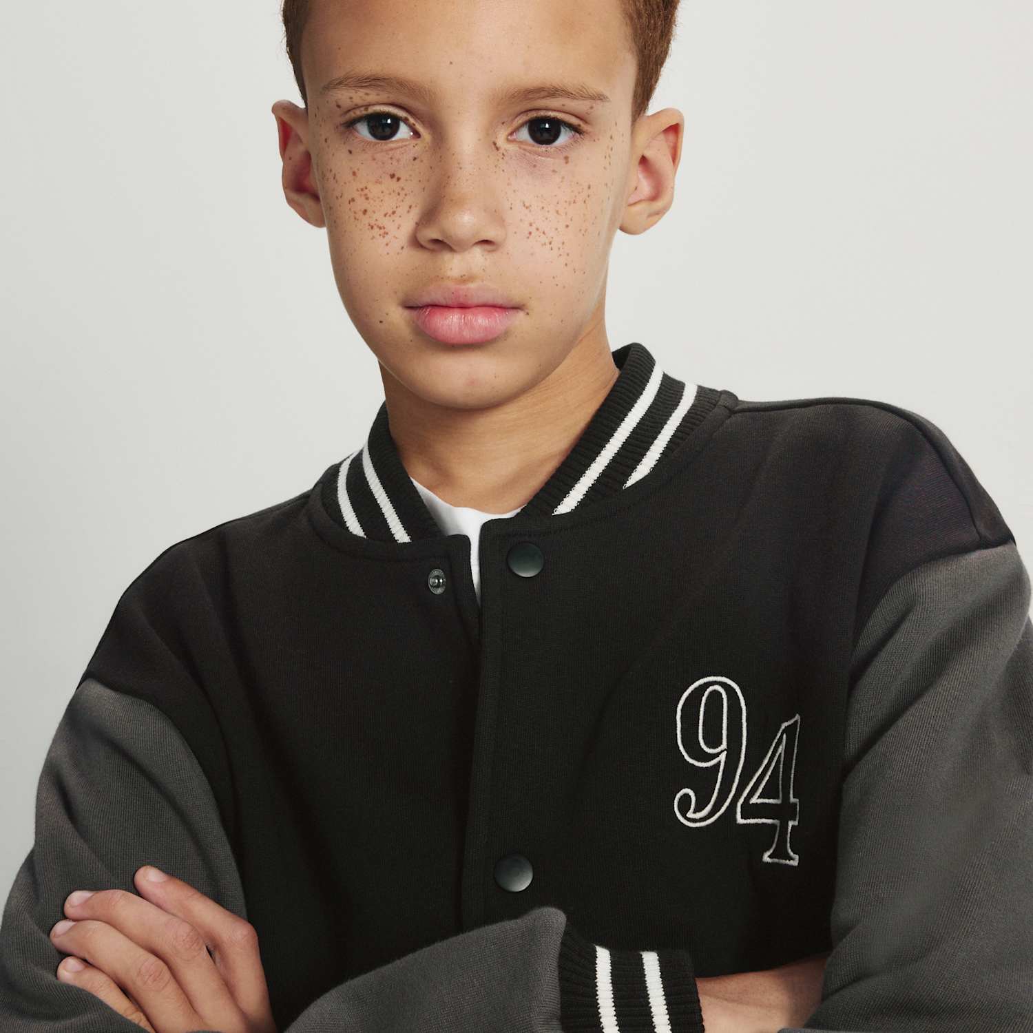 M&S Boys Cotton Rich Graphic Jersey Bomber Sweatshirt (6-16 Yrs) - 15-16 Years - Black Mix