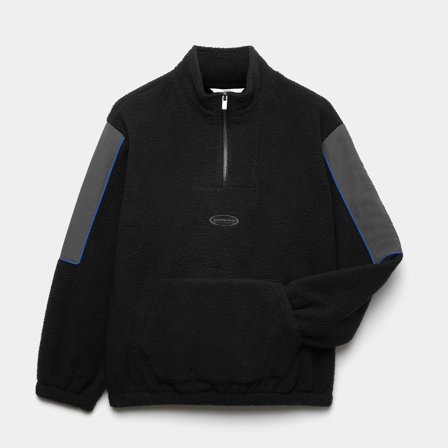 M&S Boys Fleece Overhead Jacket (6-16 Yrs) - 6-7 Years - Black