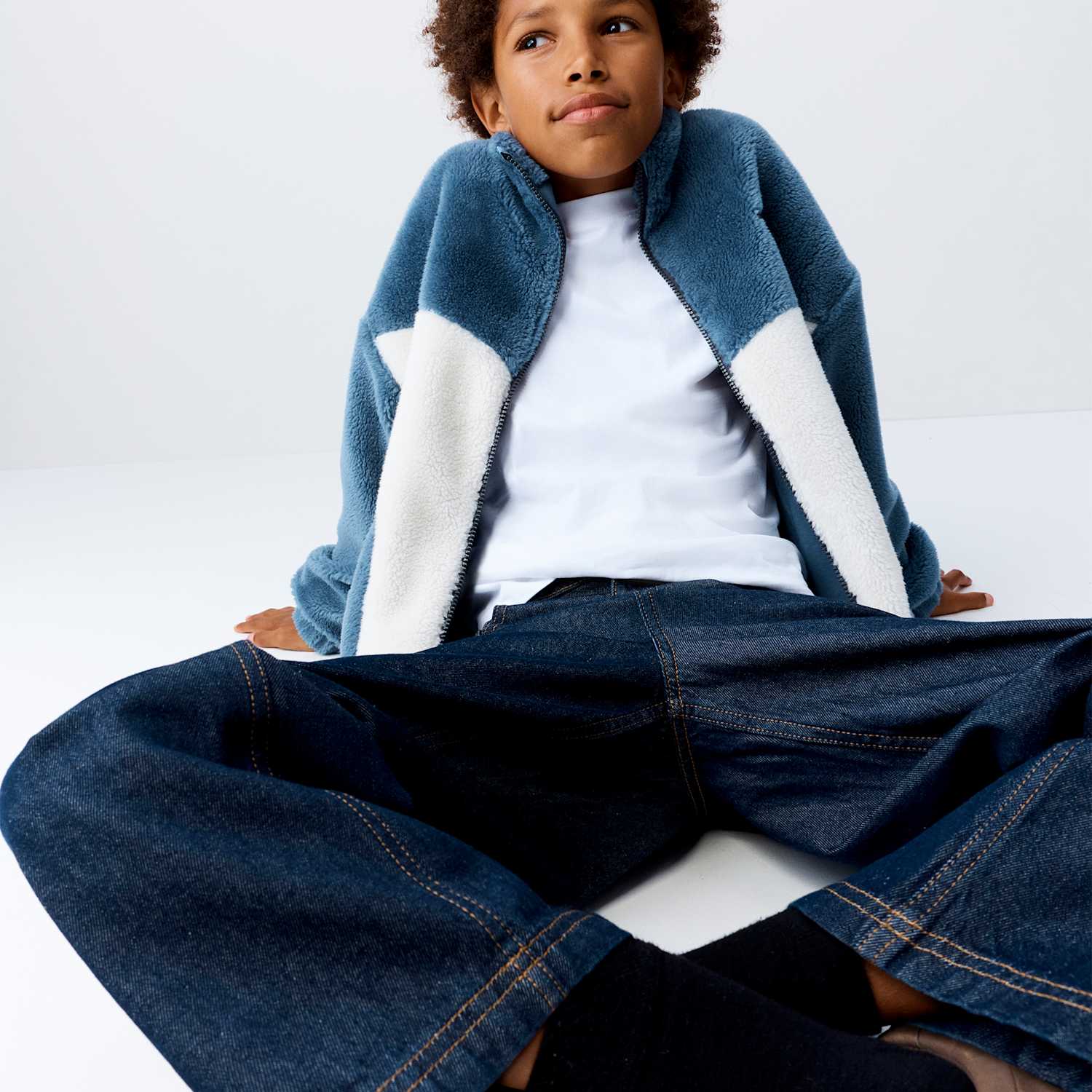 M&S Boys Borg Colour Block Jacket (6-16 Yrs) - 15-16 Years - Navy Mix