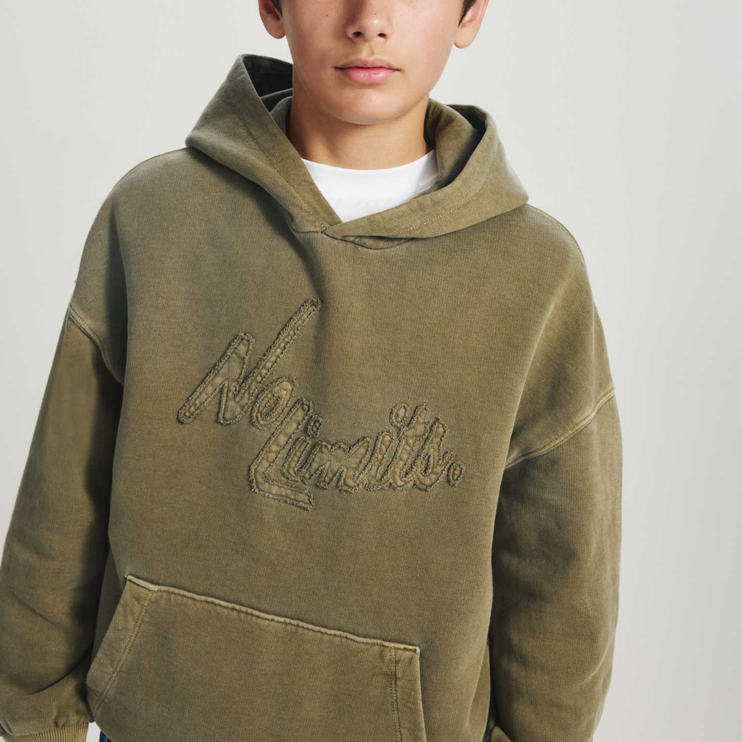 M&S Boys Pure Cotton Embroidered Graphic Hoodie (6-16 Yrs) - 12-13 Years - Khaki