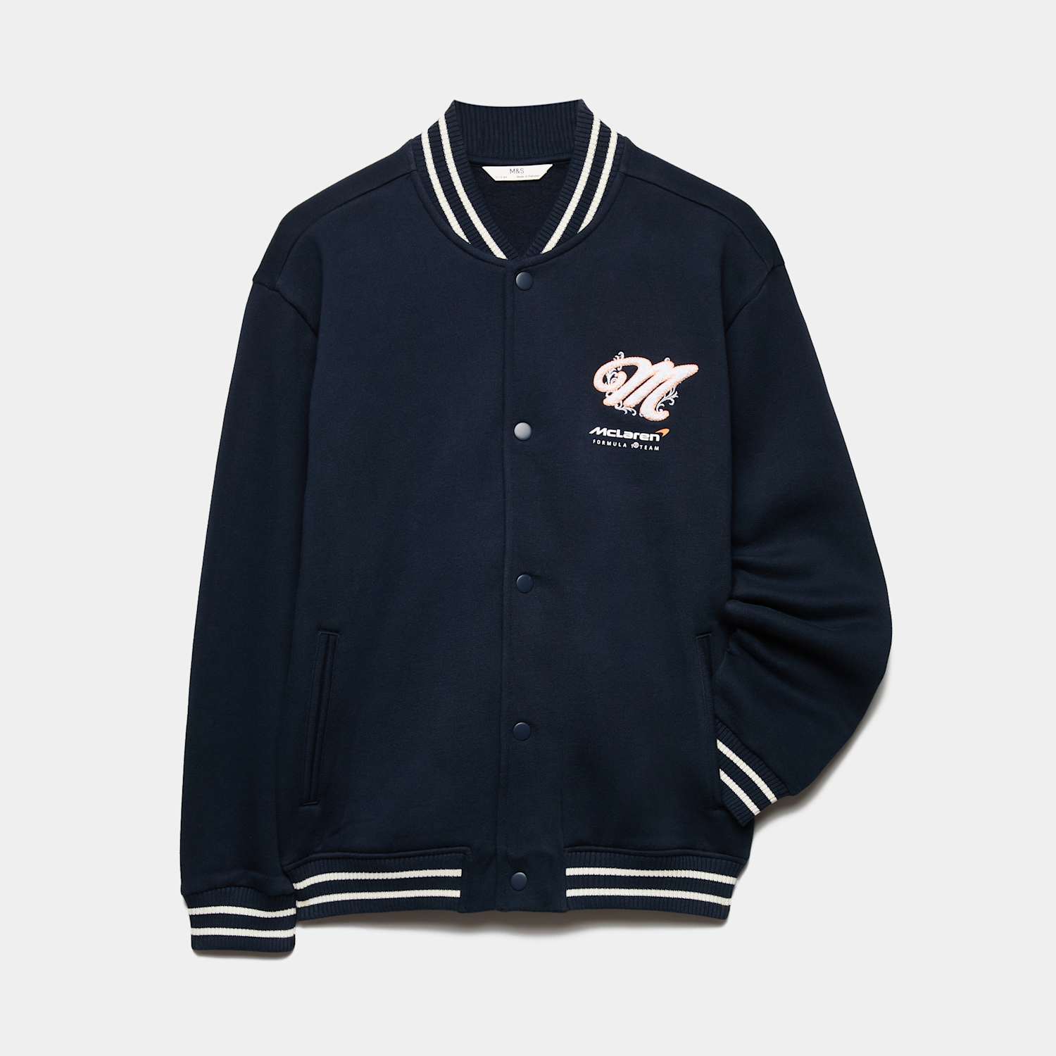 M&S Boys Cotton Rich McLaren Bomber Jacket (6-16 Yrs) - 15-16 Years - Navy Mix