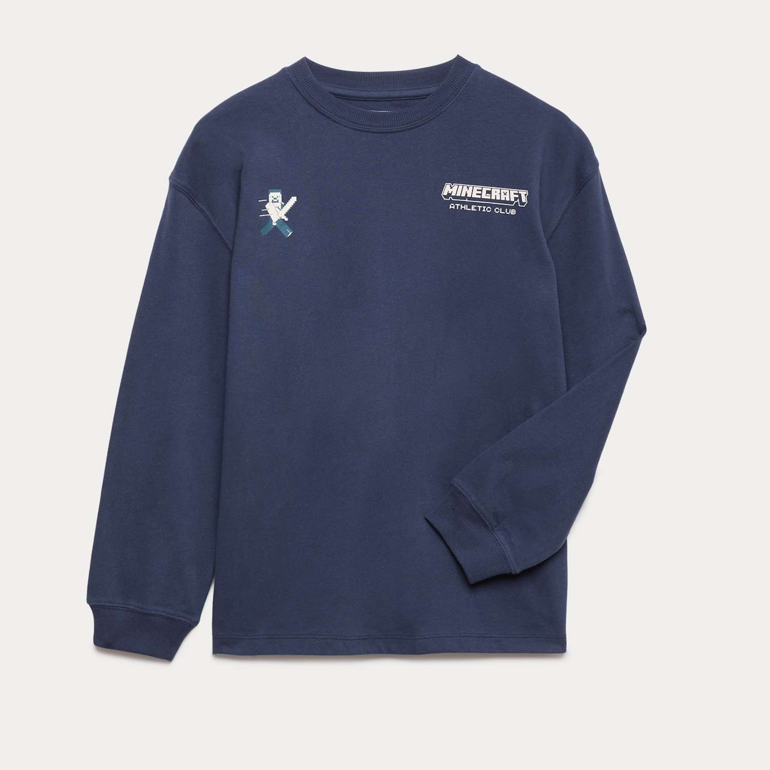 M&S Boys Pure Cotton Minecraft Top (6-16 Yrs) - 10-11 Years - Navy