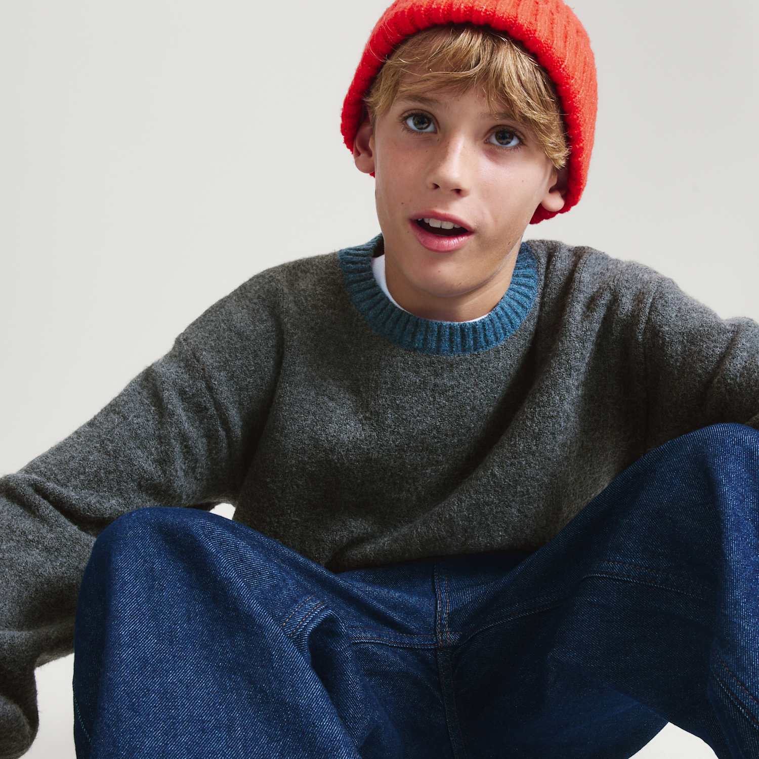 M&S Boys Plain Knitted Jumper - 12-13 Years - Grey