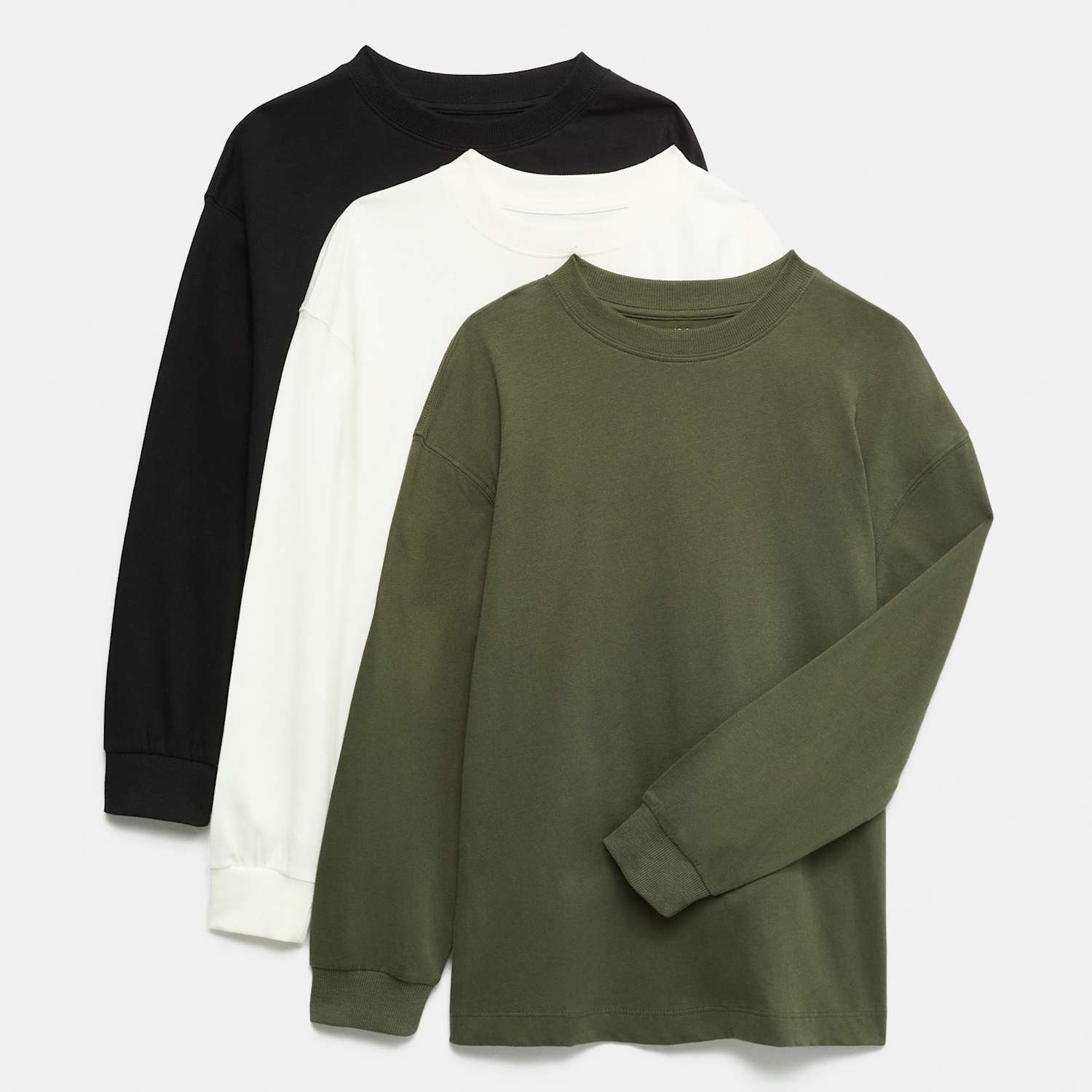 M&S Boys 3 Pack Cotton Rich Plain Tops (6-16 Yrs) - 6-7 Years - Green Mix