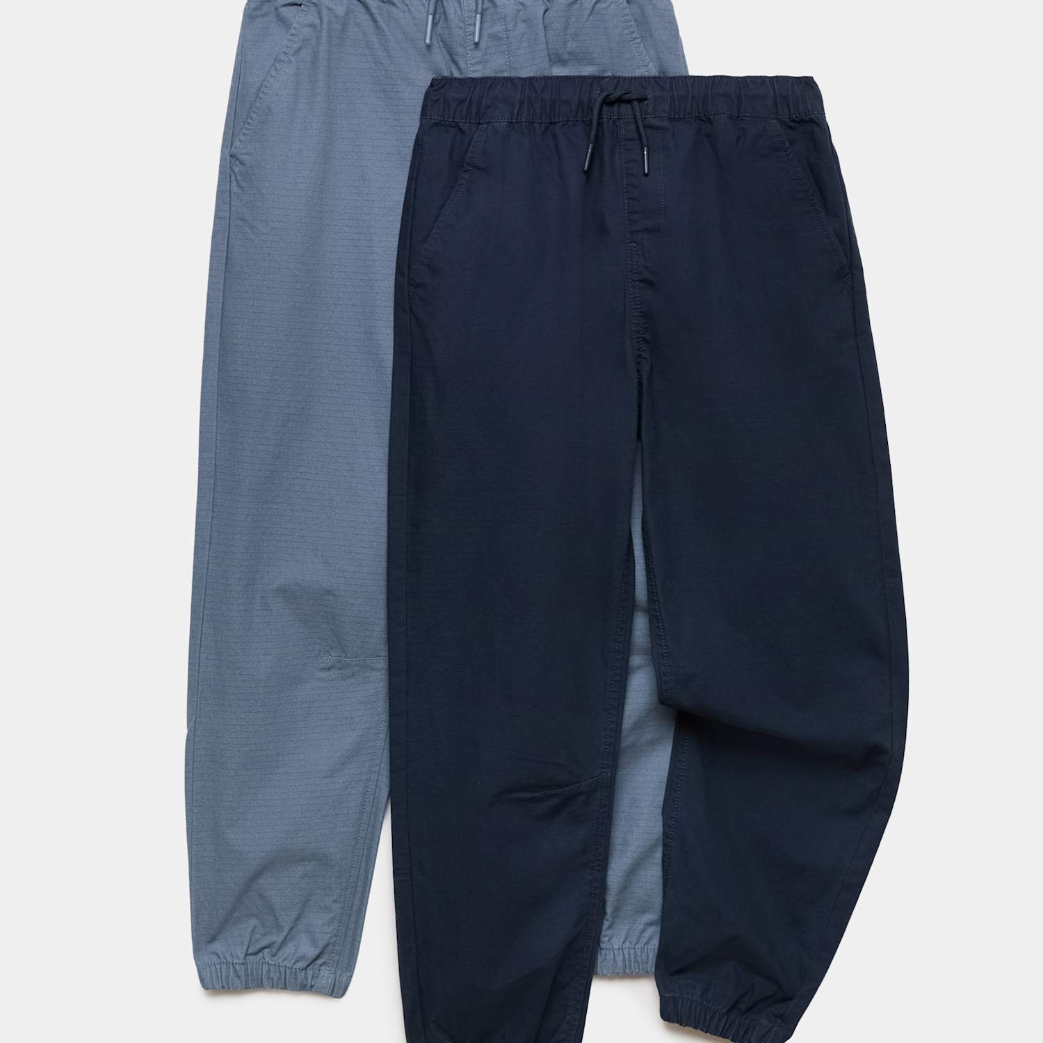 M&S Boys 2 Pack Pure Cotton Ripstop Joggers (6-16 Yrs) - 11-12 Years - Navy Mix