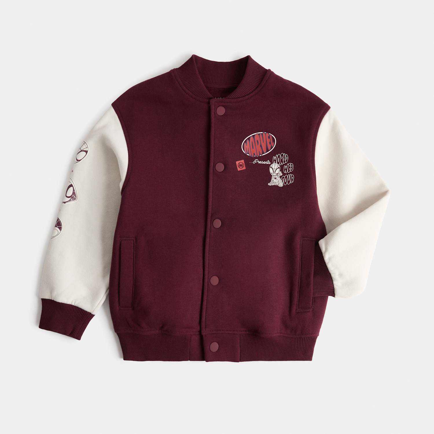 M&S Boys Cotton Rich Marvel Bomber Jacket (2-8 Yrs) - 3-4 Years - Burgundy Mix