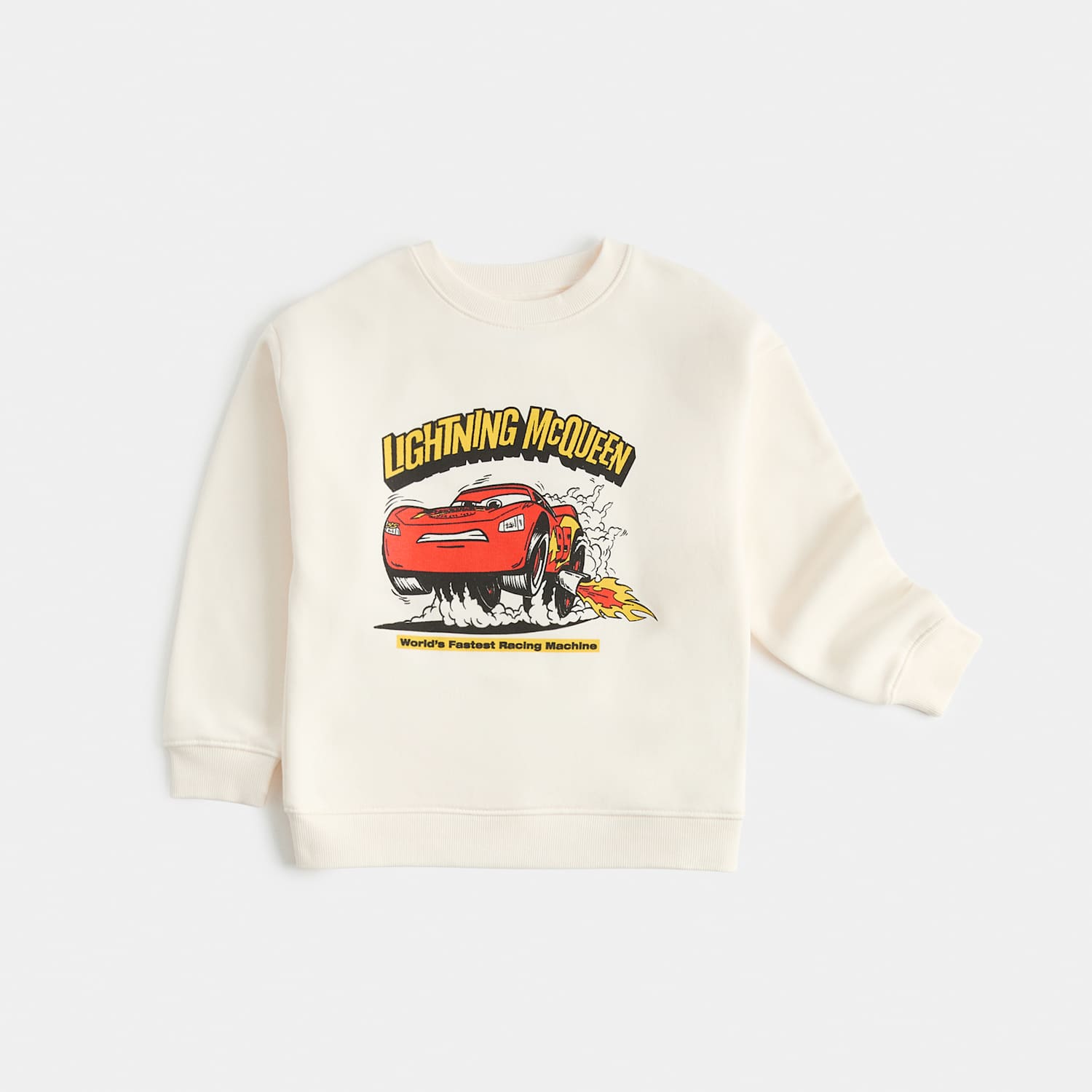 M&S Boys Cotton Rich Disney Cars Sweatshirt - 6-7 Years - Ecru