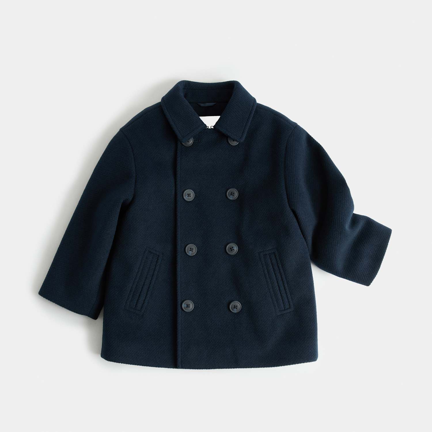 M&S Boys Borg Lined Pea Coat (2-8 Yrs) - 7-8 Years - Navy