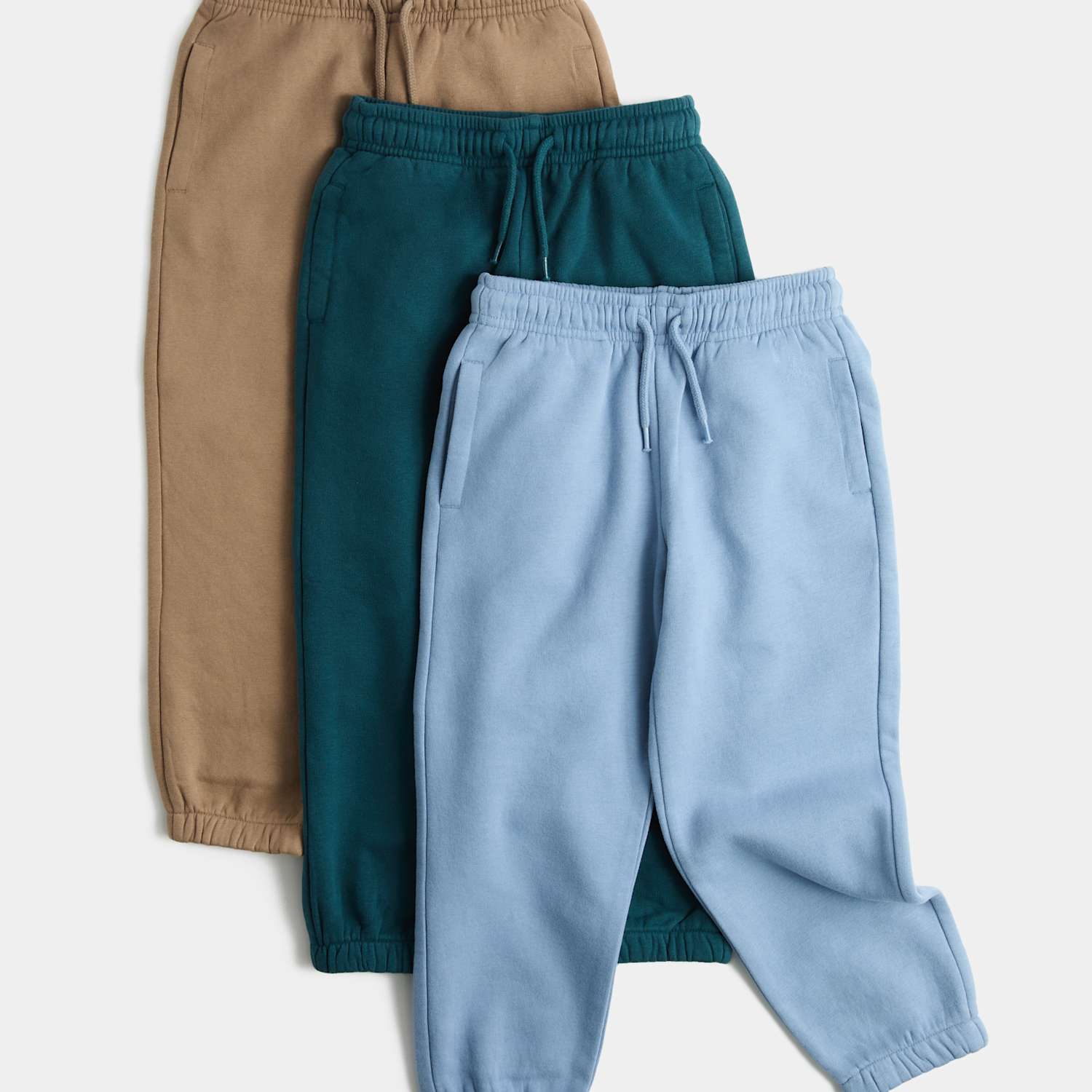 M&S Boys 3 Pack Cotton Rich Joggers (2-8 Yrs) - 2-3 Years - Green Mix