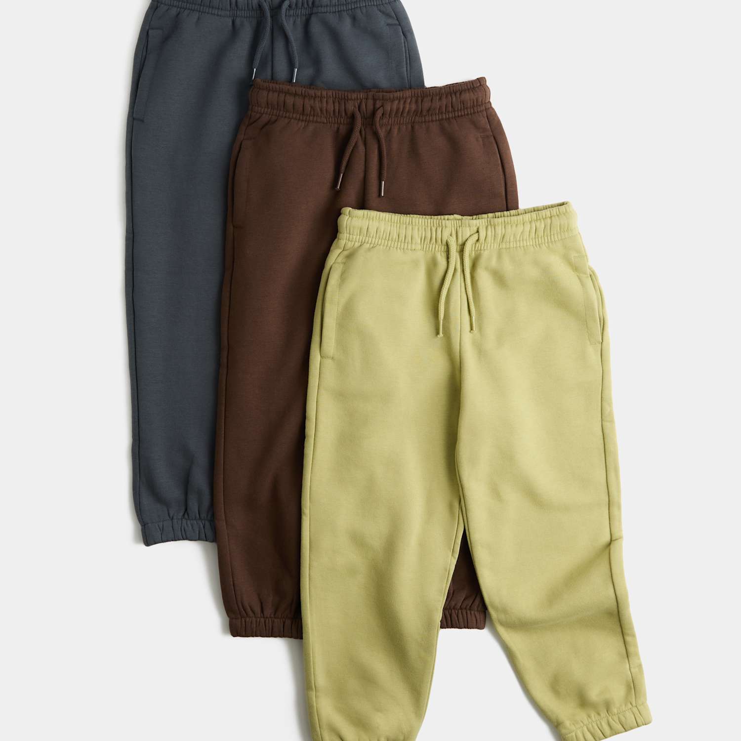 M&S Boys 3 Pack Cotton Rich Joggers (2-8 Yrs) - 6-7 Years - Brown Mix