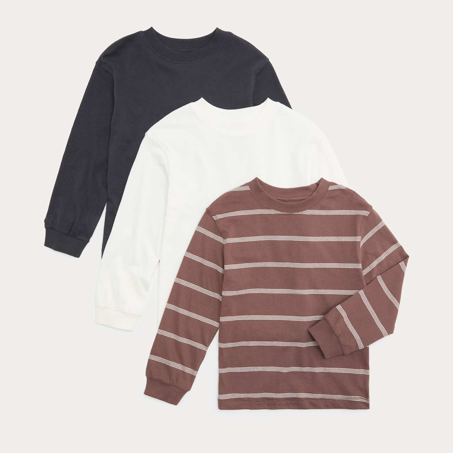 M&S Boys 3 Pack Pure Cotton Tops (2-8 Yrs) - 6-7 Years - Brown Mix