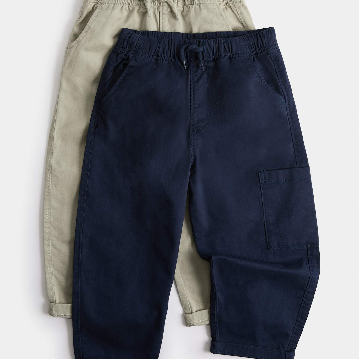 M&S Boys 2 Pack Cotton Rich Trousers (2-8 Yrs) - 2-3 Years - Navy Mix