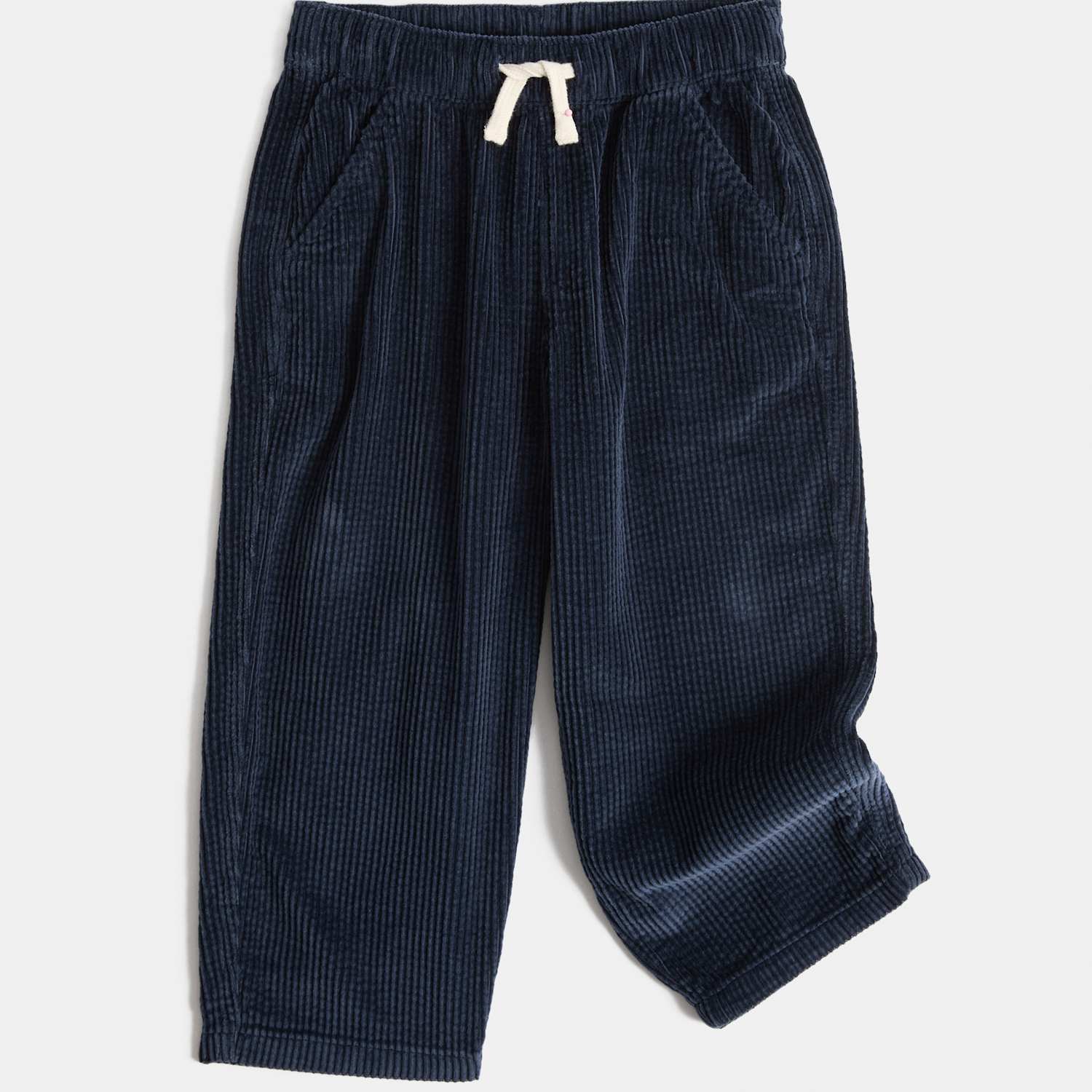 M&S Boys Pure Cotton Corduroy Drawstring Trousers (2-8 Yrs) - 5-6 Years - Navy