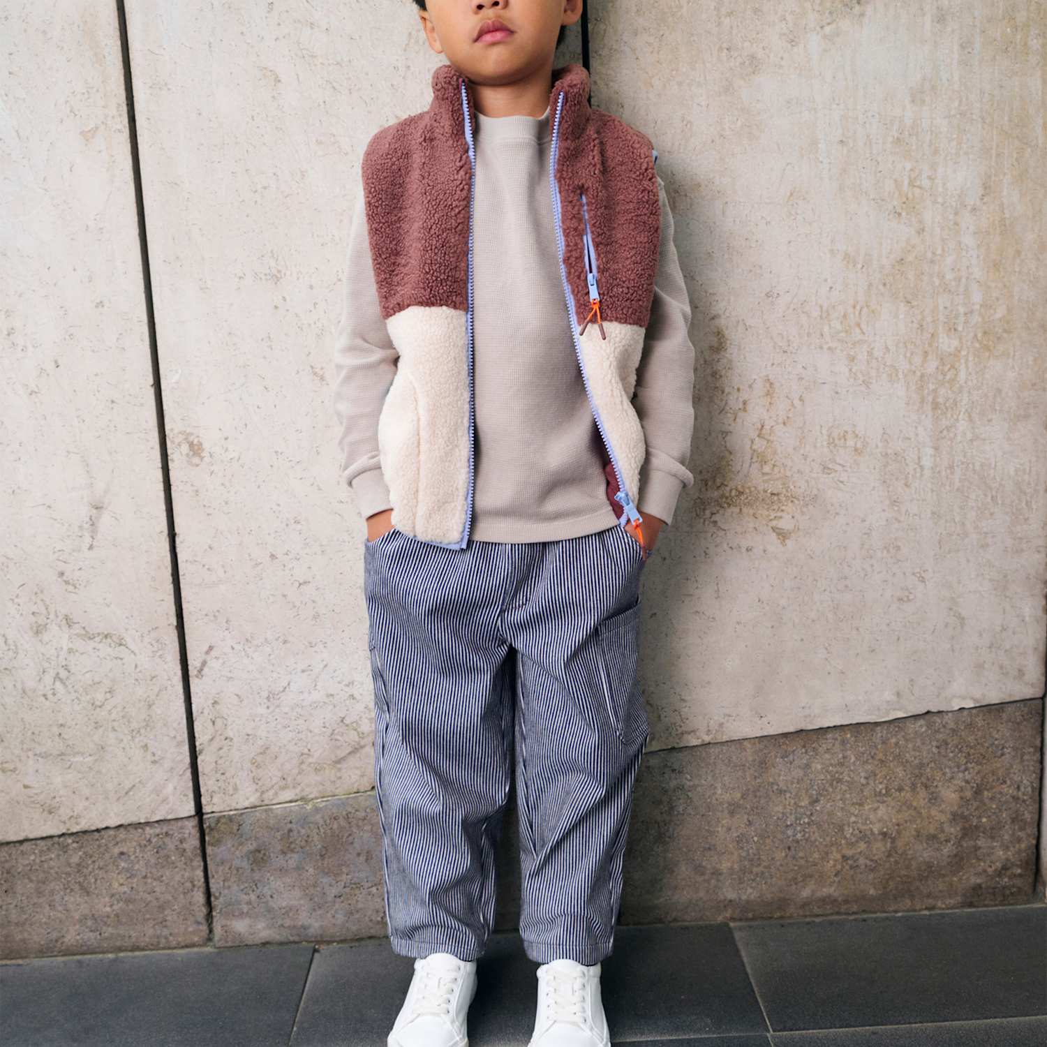 M&S Boys Cotton Blend Striped Balloon Trousers (2-8 Yrs) - 4-5 Years - Navy Mix