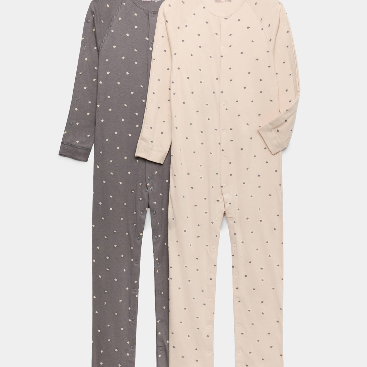 M&S Kids 2 Pack Adaptive Pure Cotton Full Opening Sleepsuits (7lbs - 16 Yrs) - Newborn - Charcoal Mix