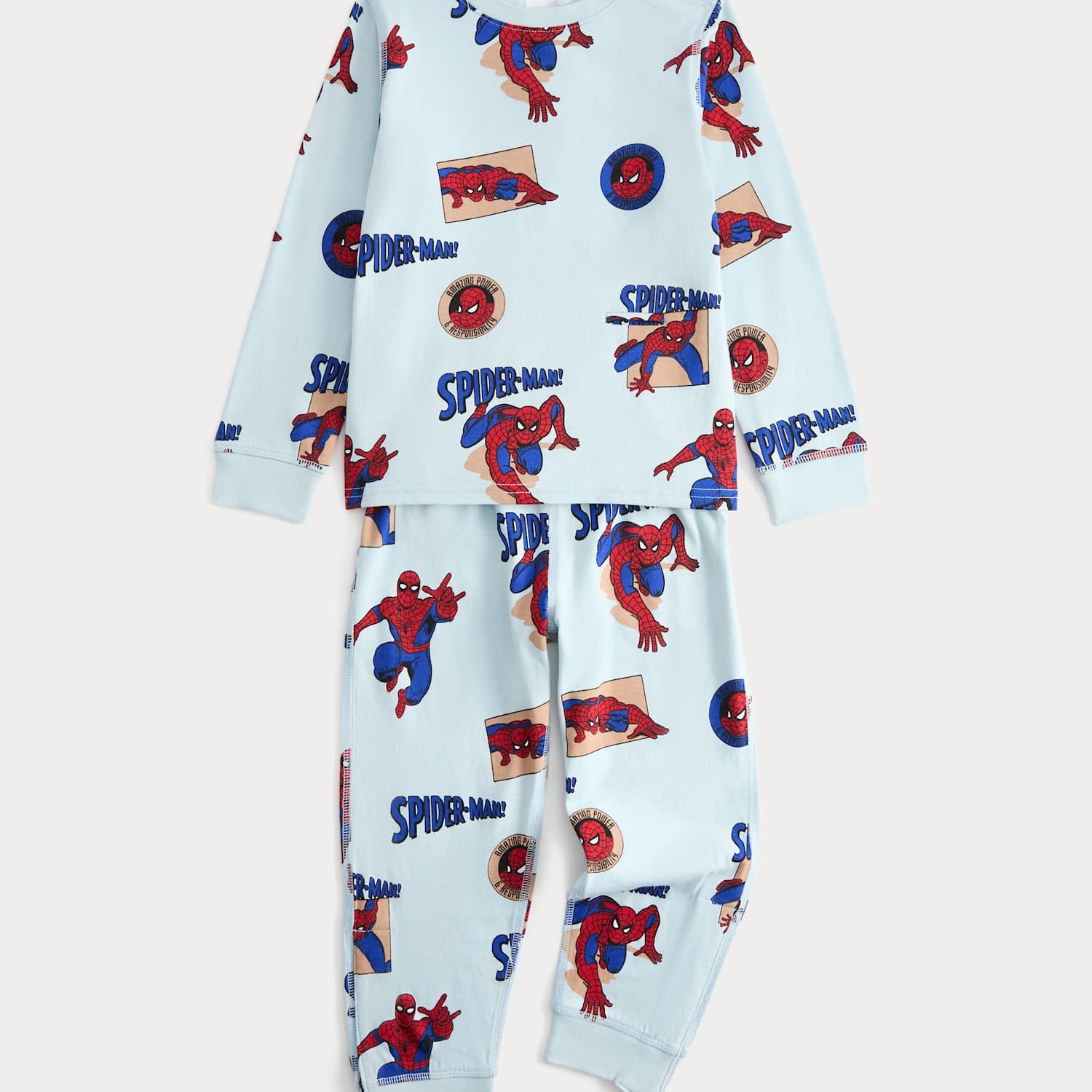 M&S Boys Adaptive Pure Cotton Spider-Man Pyjama Set (1-8 Yrs) - 18-24 Months - Blue Mix