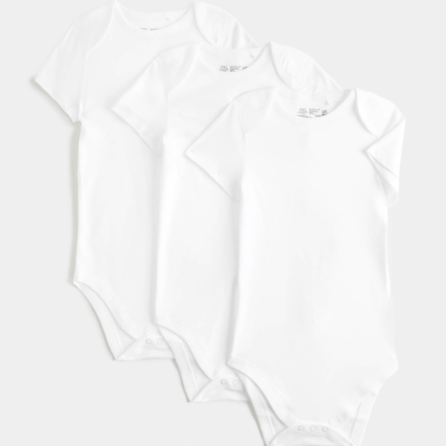 M&S Kids 3 Pack Adaptive Bodysuits (3-16 Yrs) - 4-5 Years - White