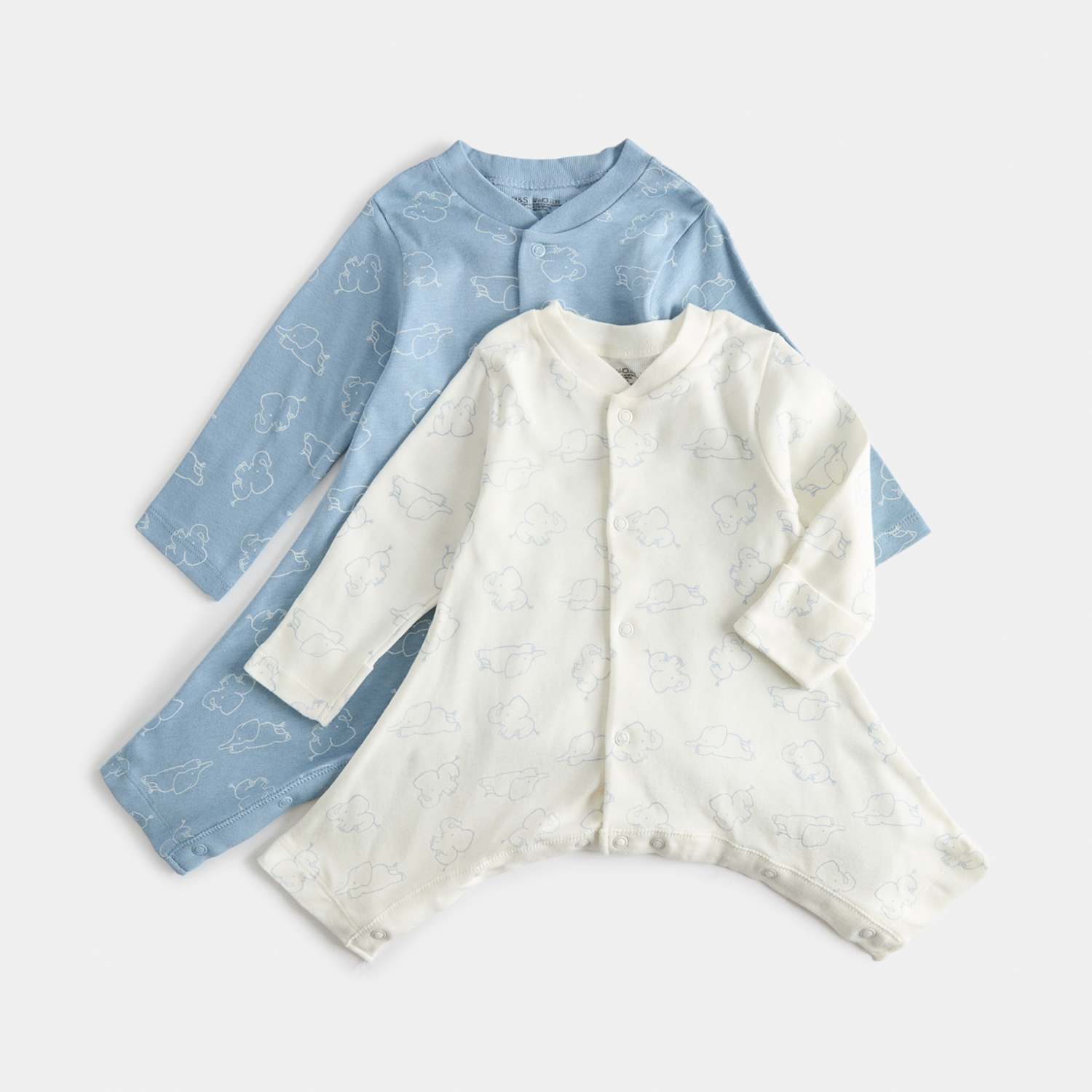 M&S Kids 2 Pack Hip Dysplasia Sleepsuits (7lbs-1 Yrs) - 1 Months - Blue Mix