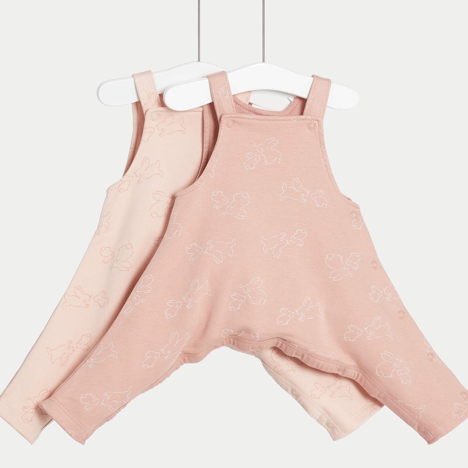 M&S Kids 2 Pack Hip Dysplasia Cotton Rich Dungarees (7lbs-1 Yrs) - 6-9 Months - Pink Mix