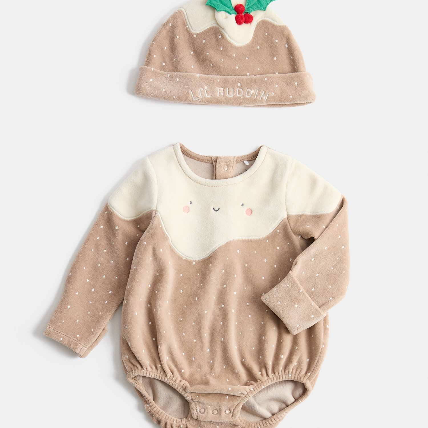 M&S Kids 2 Piece Christmas Pudding Outfit (1-12 Mths) - 6-9 Months - Brown Mix
