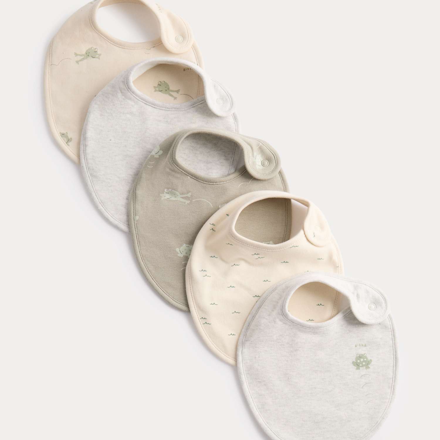 M&S Kids 5 Pack Cotton Rich Frog Print Bibs - Grey Mix