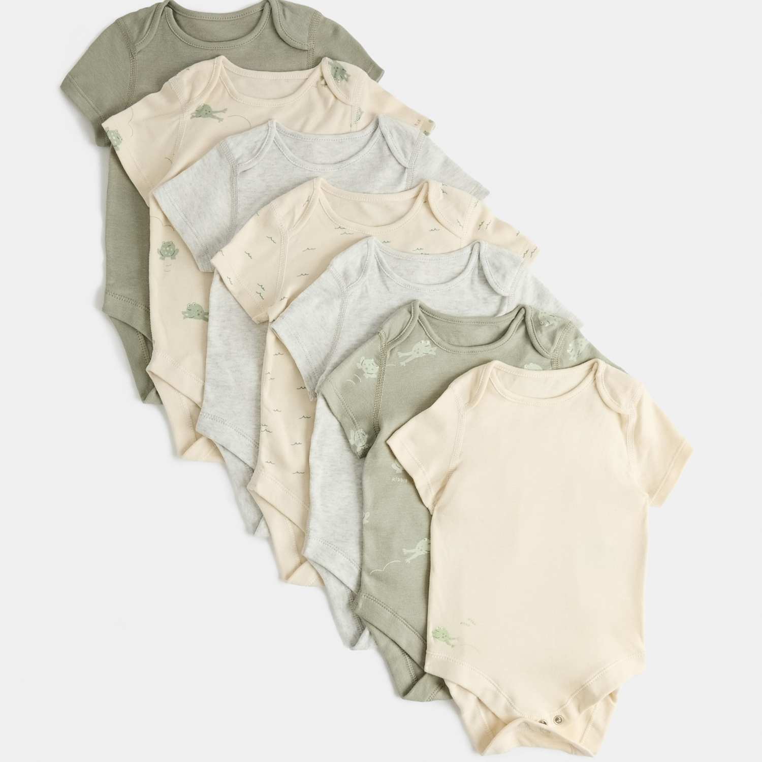 M&S Kids 7 Pack Pure Cotton Frog Print Bodysuits (0-3 Yrs) - 0-3 Months - Grey Mix