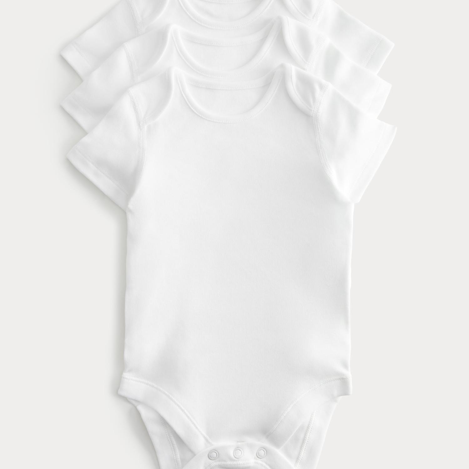 M&S Kids 3 Pack DreamSkin Short Sleeve Bodysuit (5lbs-3 Yrs) - 1 Months - White