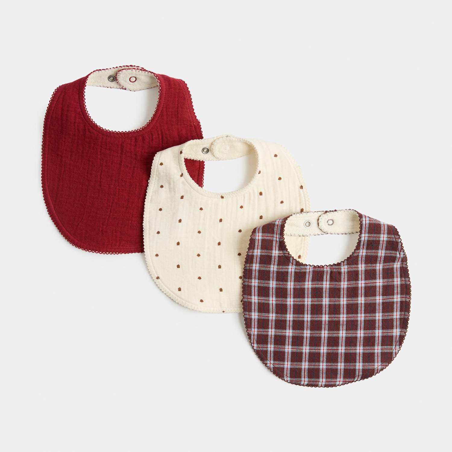 M&S Girls 3 Pack Pure Cotton Bibs (Newborn) - Red Mix