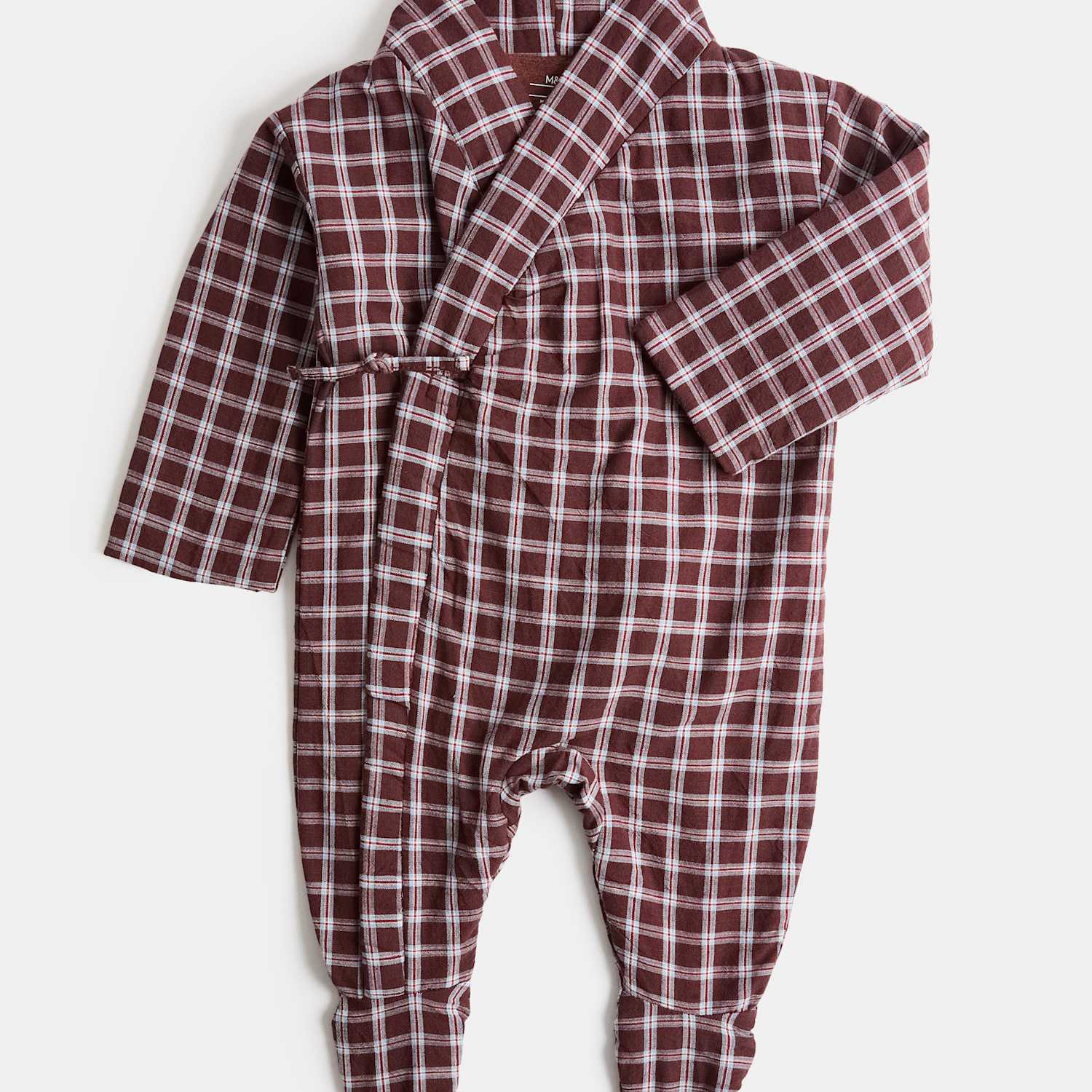 M&S Kids Checked Pramsuit (0-12 Mths) - 9-12 Months - Red Mix