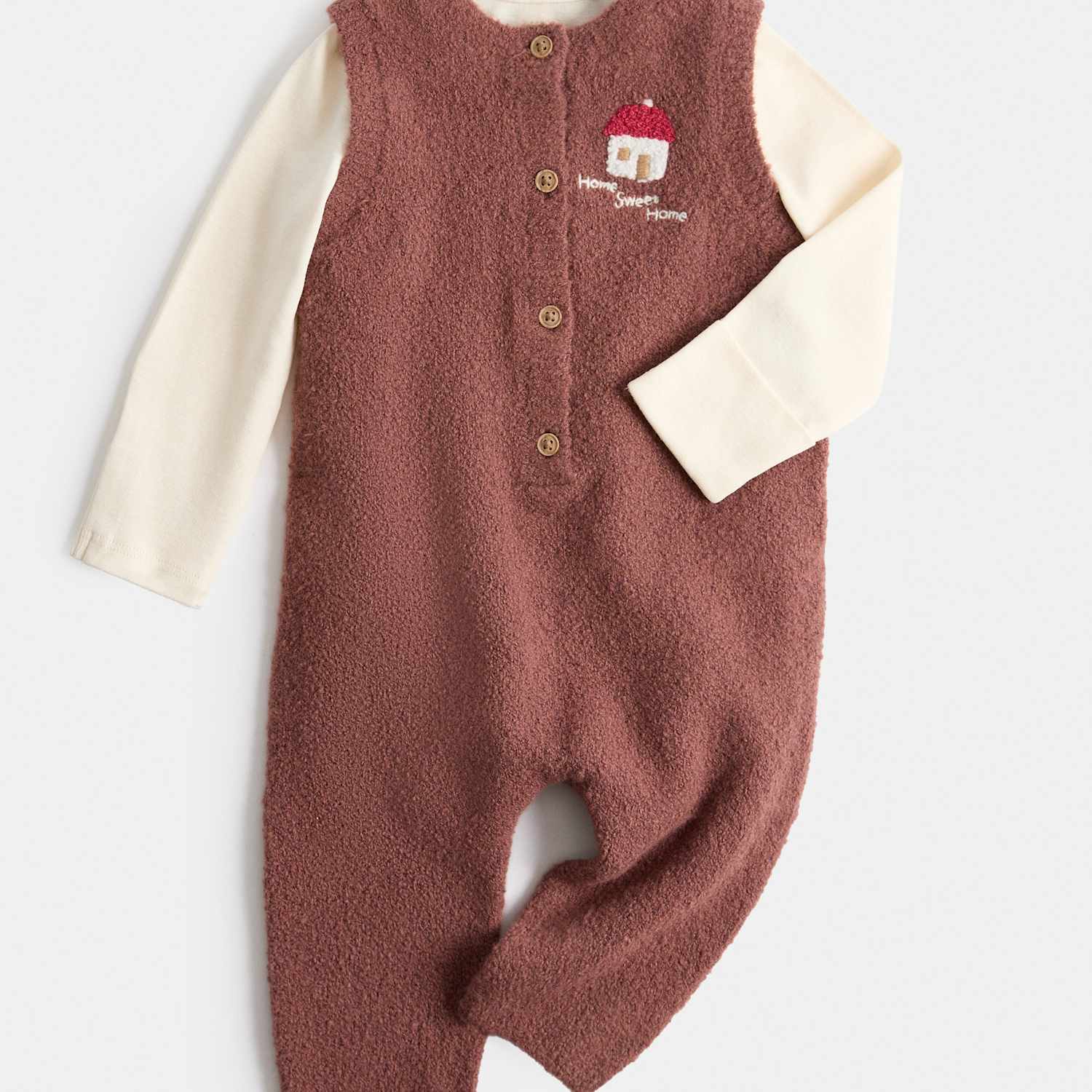M&S Kids Knitted Dungaree Outfit (0-12 Mths) - Newborn - Conker