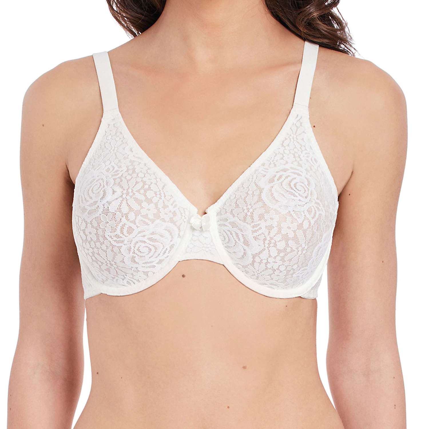 Wacoal Women's Halo Floral Lace Wired Non-Padded Plunge Bra - 36F - Ivory - Available at M&S