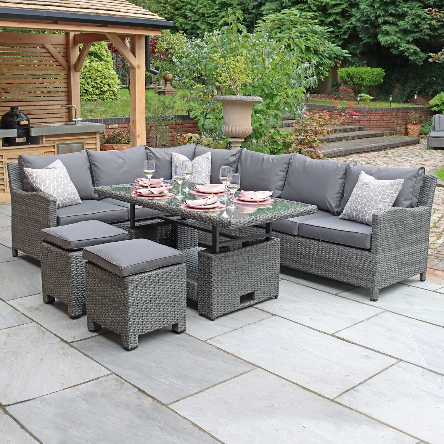 Royalcraft Paris 8 Seater Garden Lounge Set - Grey - Available at M&S
