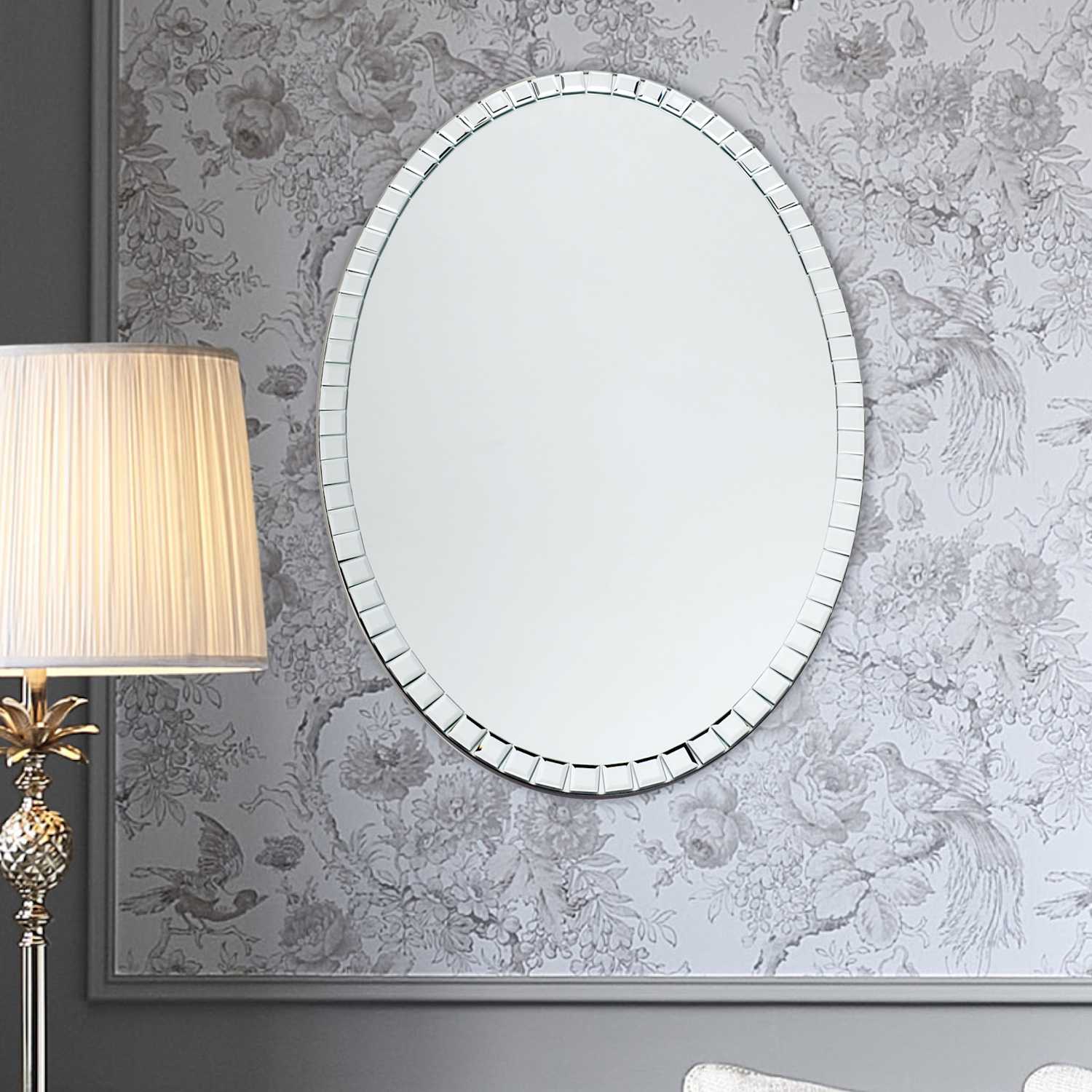 Laura Ashley Marcella Oval Wall Mirror - Silver - Available at M&S