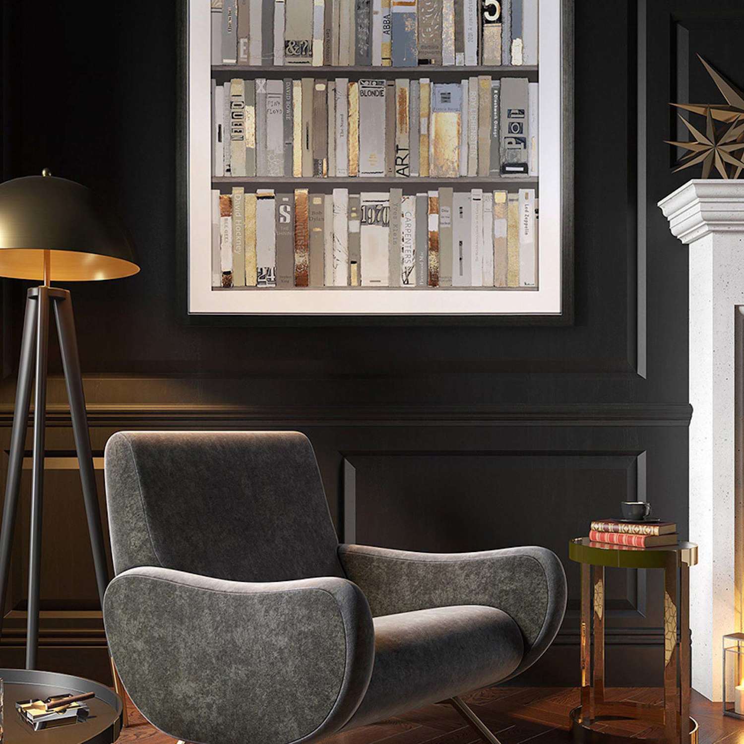 Gallery Direct Unisex The Library Square Framed Art - Black - Available at M&S
