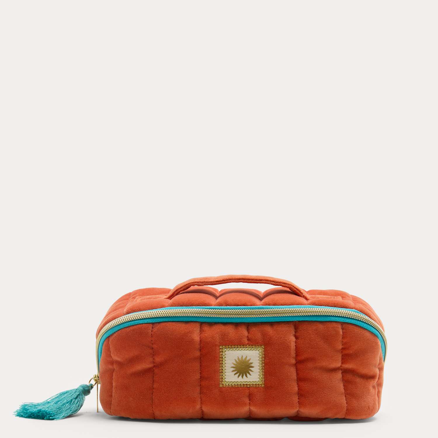 M&S Women's Velvet Wide Opening Make Up Bag - Light Orange
