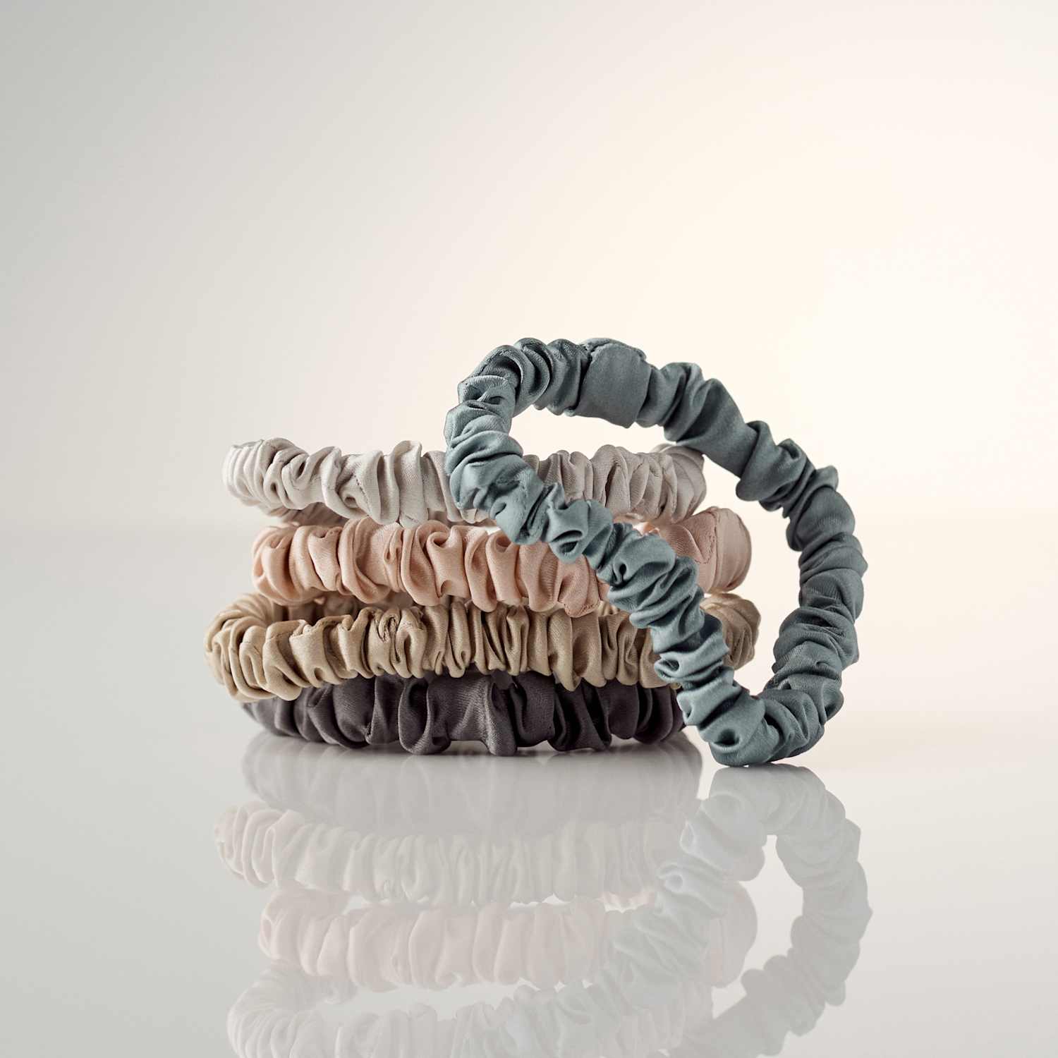 M&S Women's 5pk Mulberry Silk Slim Scrunchies