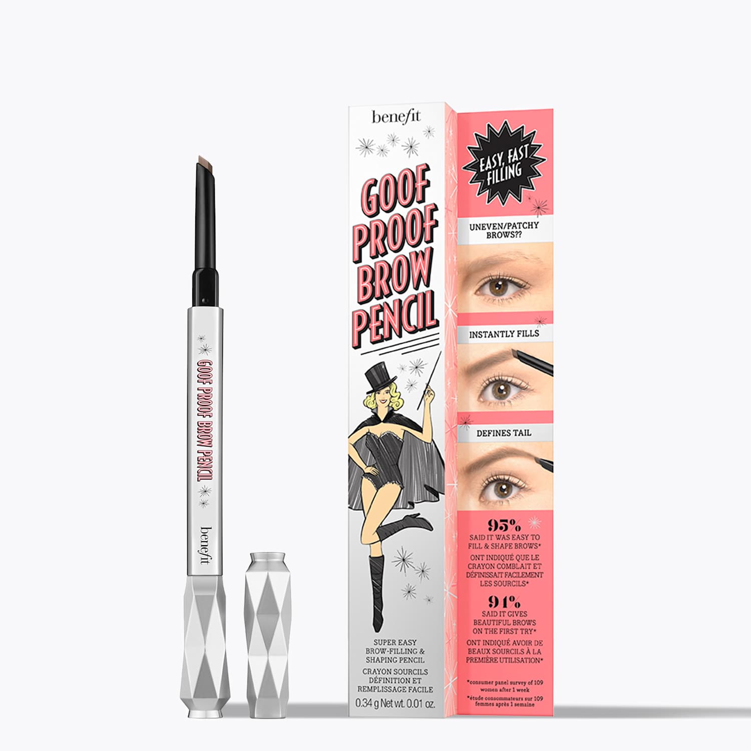 Benefit Women's Goof Proof Easy Shape & Fill Eyebrow Pencil 0.34g - Brown Mix - Available at M&S