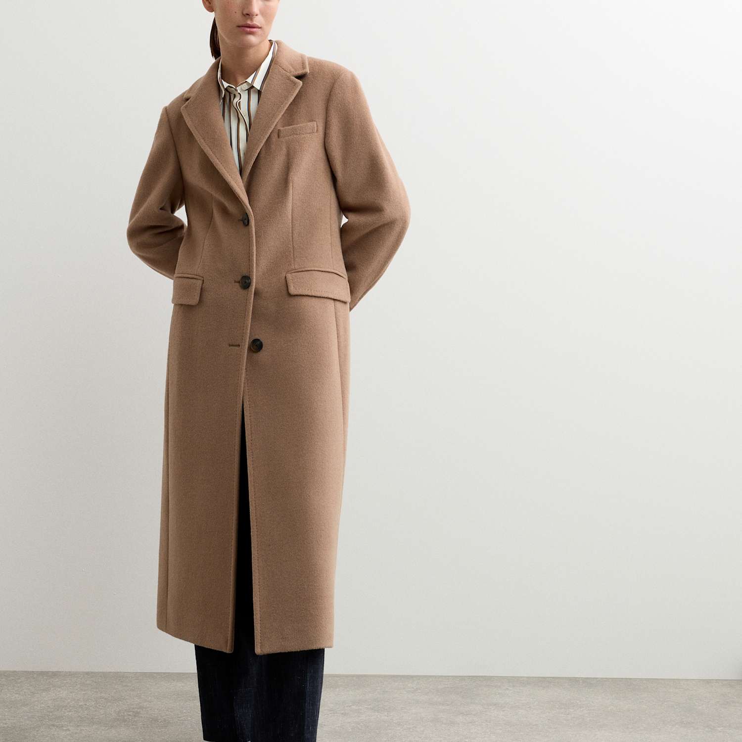 Jaeger Women's Longline Pure Wool Boyfriend Coat - 10 - Camel - By M&S