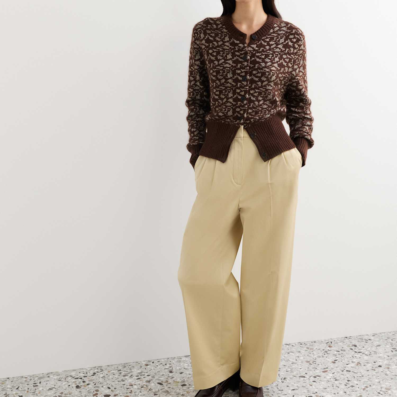 Jaeger Women's Mohair Blend Sequin V Neck Cardigan - Large - Brown Mix - By M&S