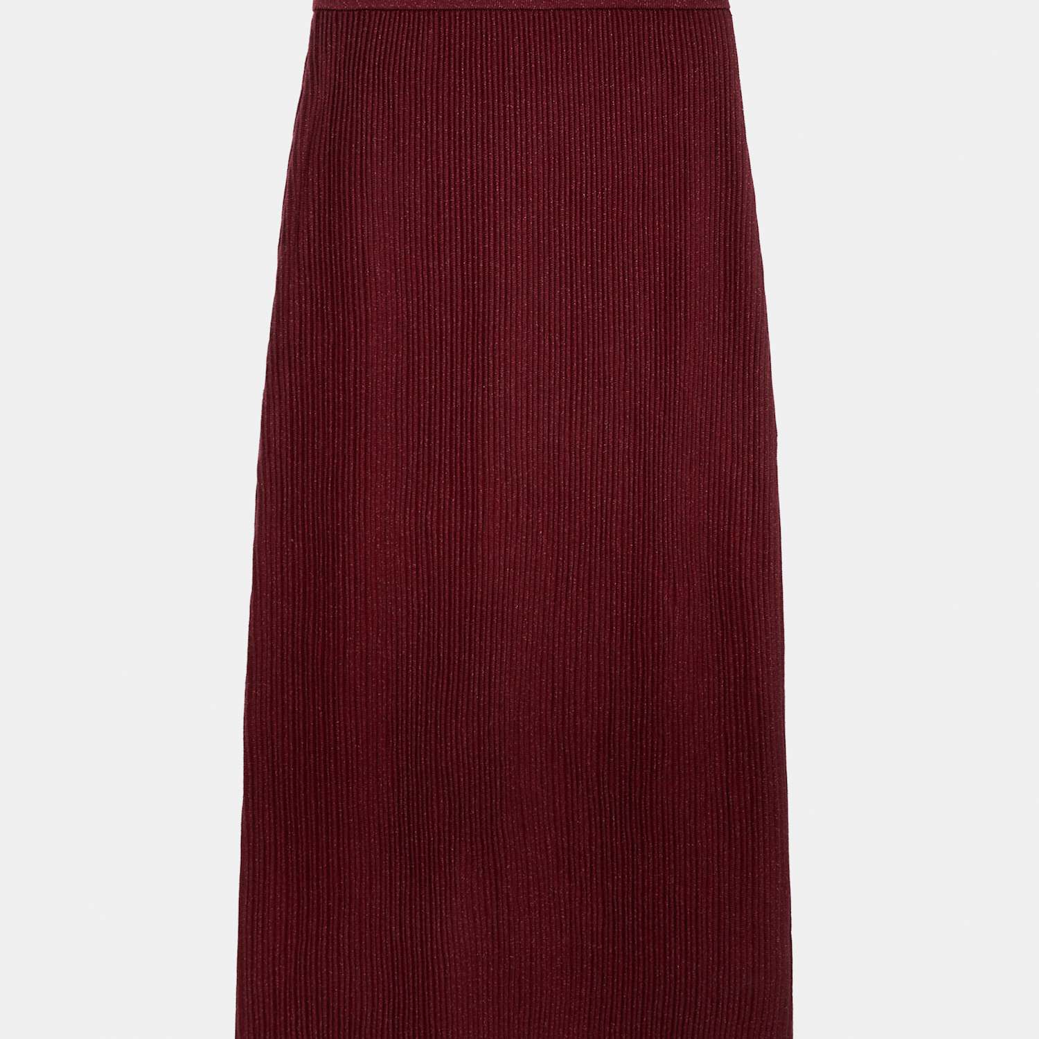 Jaeger Women's Merino Wool Rich Sparkly Ribbed Midi Column Skirt - Extra Small - Red Mix - By M&S