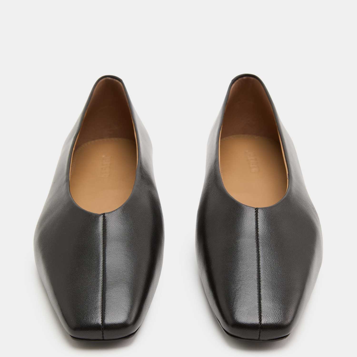 Jaeger Women's Leather Flat Square Toe Ballet Pumps - 8 - Black - By M&S