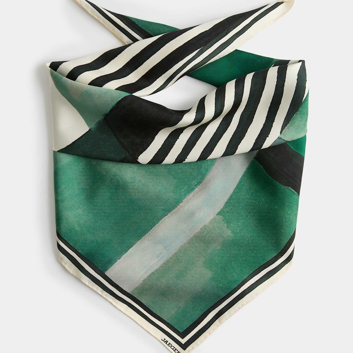 Jaeger Women's Pure Silk Striped Scarf - Green Mix - By M&S